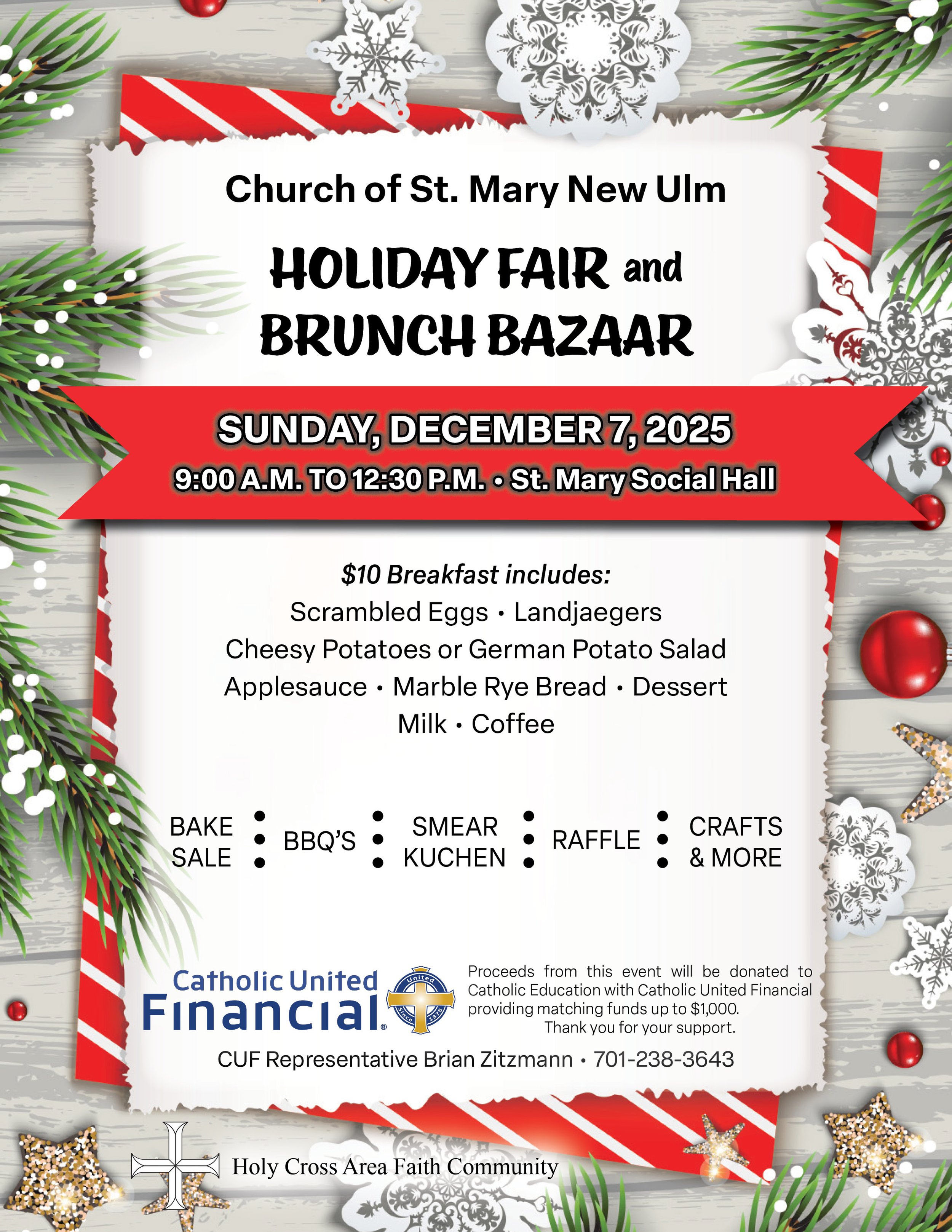 CUF Holiday Fair and Brunch Bazaar - St. Mary, New Ulm