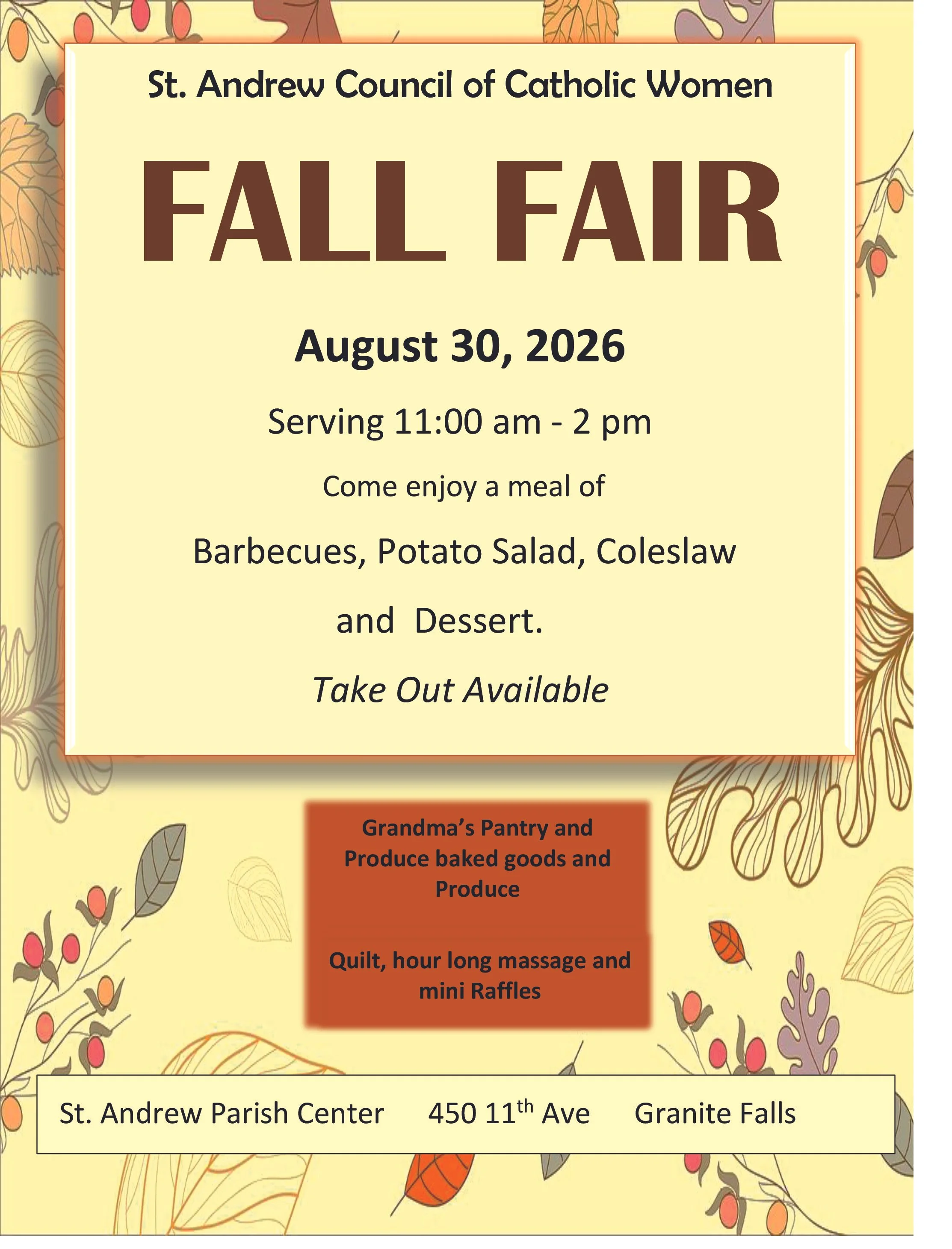 St. Andrew CCW Fall Fair - Granite Falls
