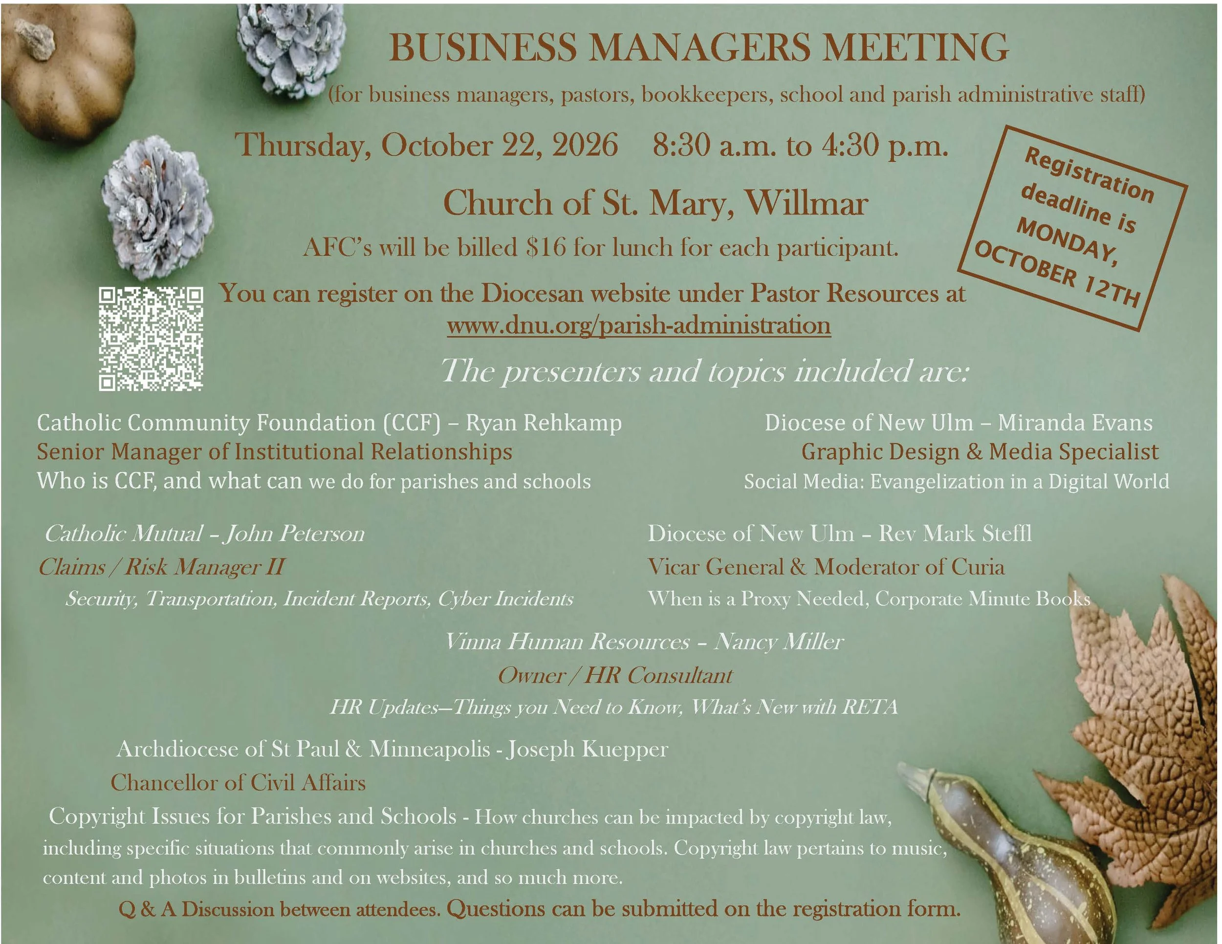Tenth Annual Parish Business Managers Meeting