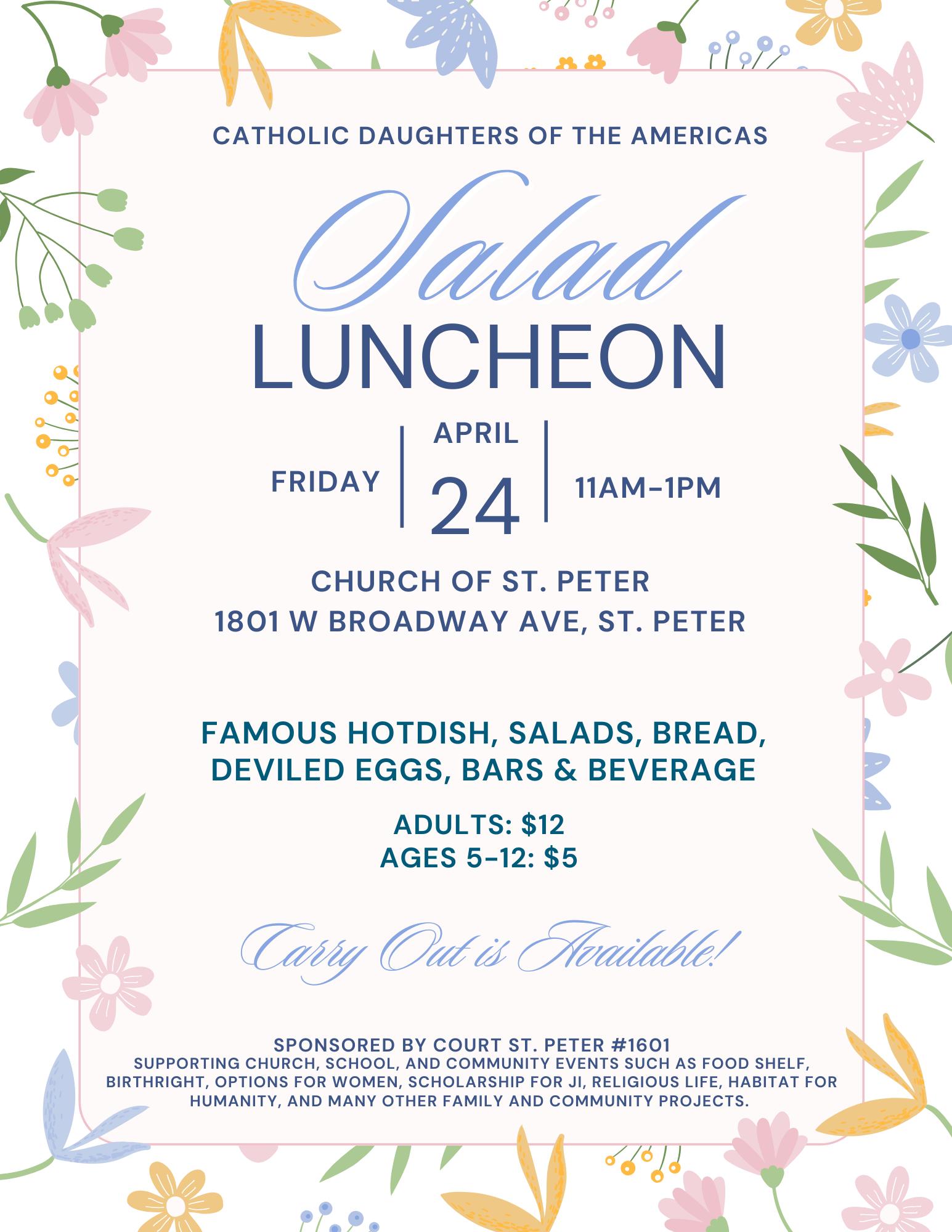 Salad Luncheon - Catholic Daughters of the Americas, St. Peter, St. Peter
