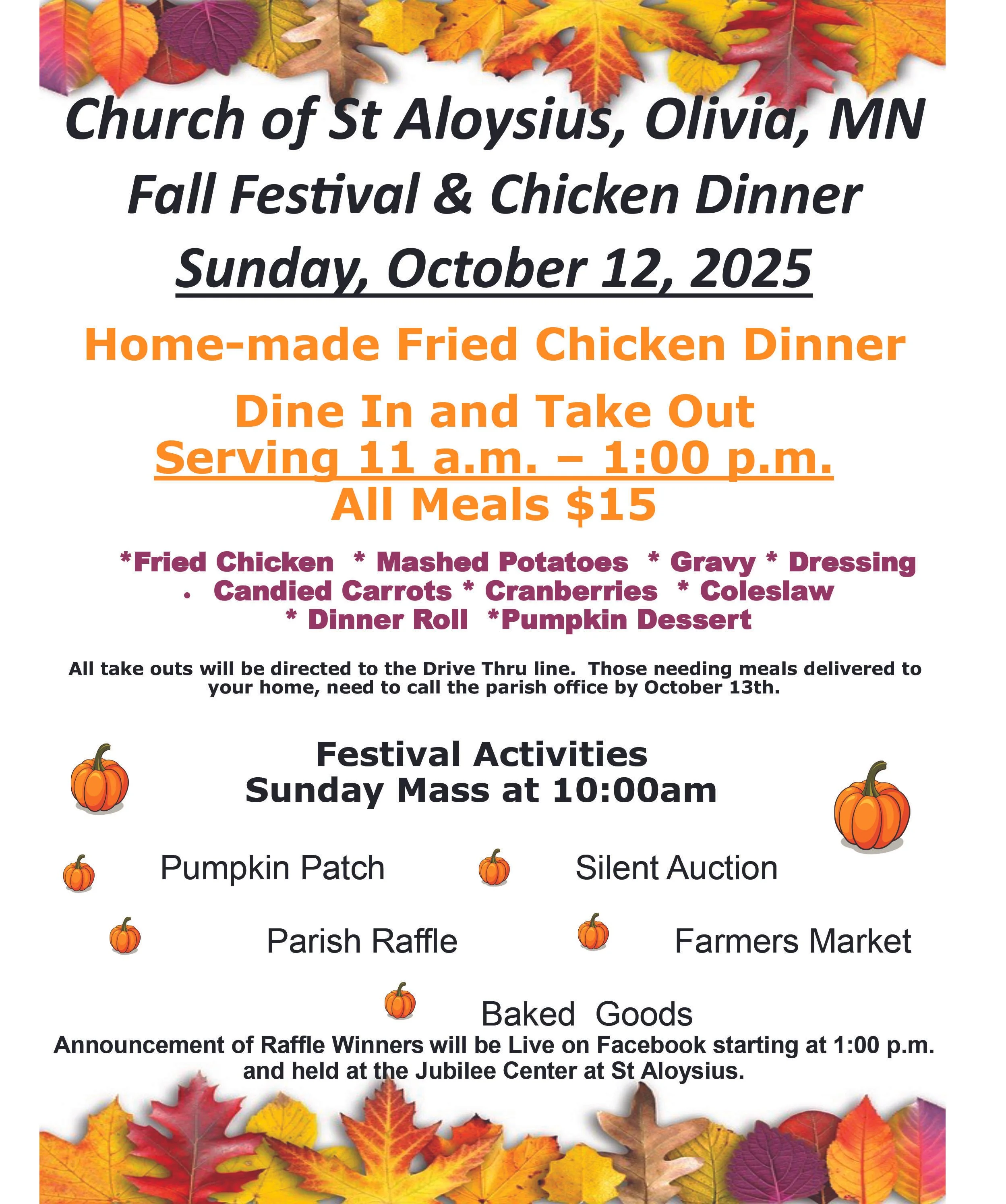 Fall Festival & Chicken Dinner - St. Aloysius, Olivia