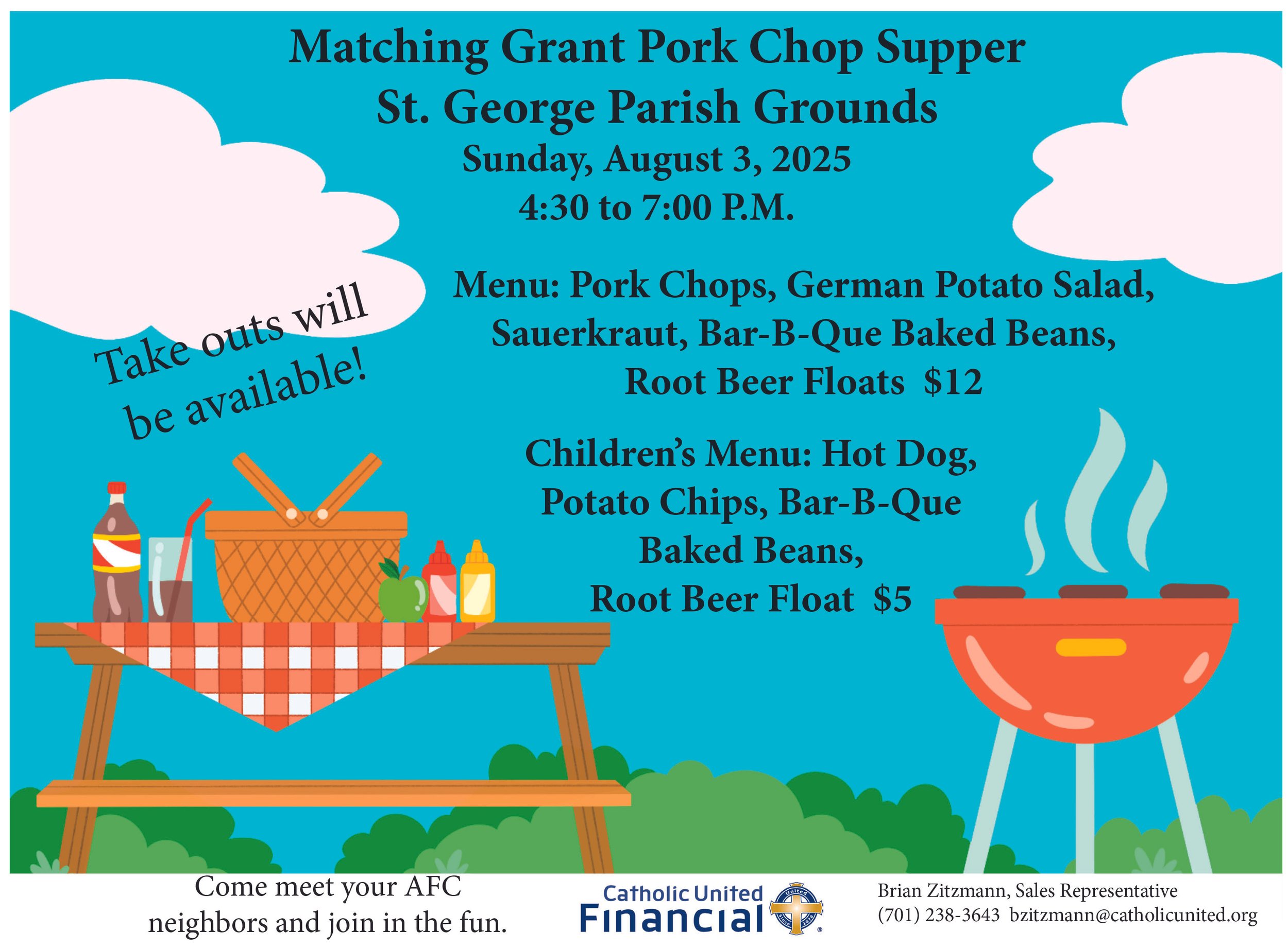 CUF Matching Grant Pork Chop Supper - Church of St. George, West Newton Twp.