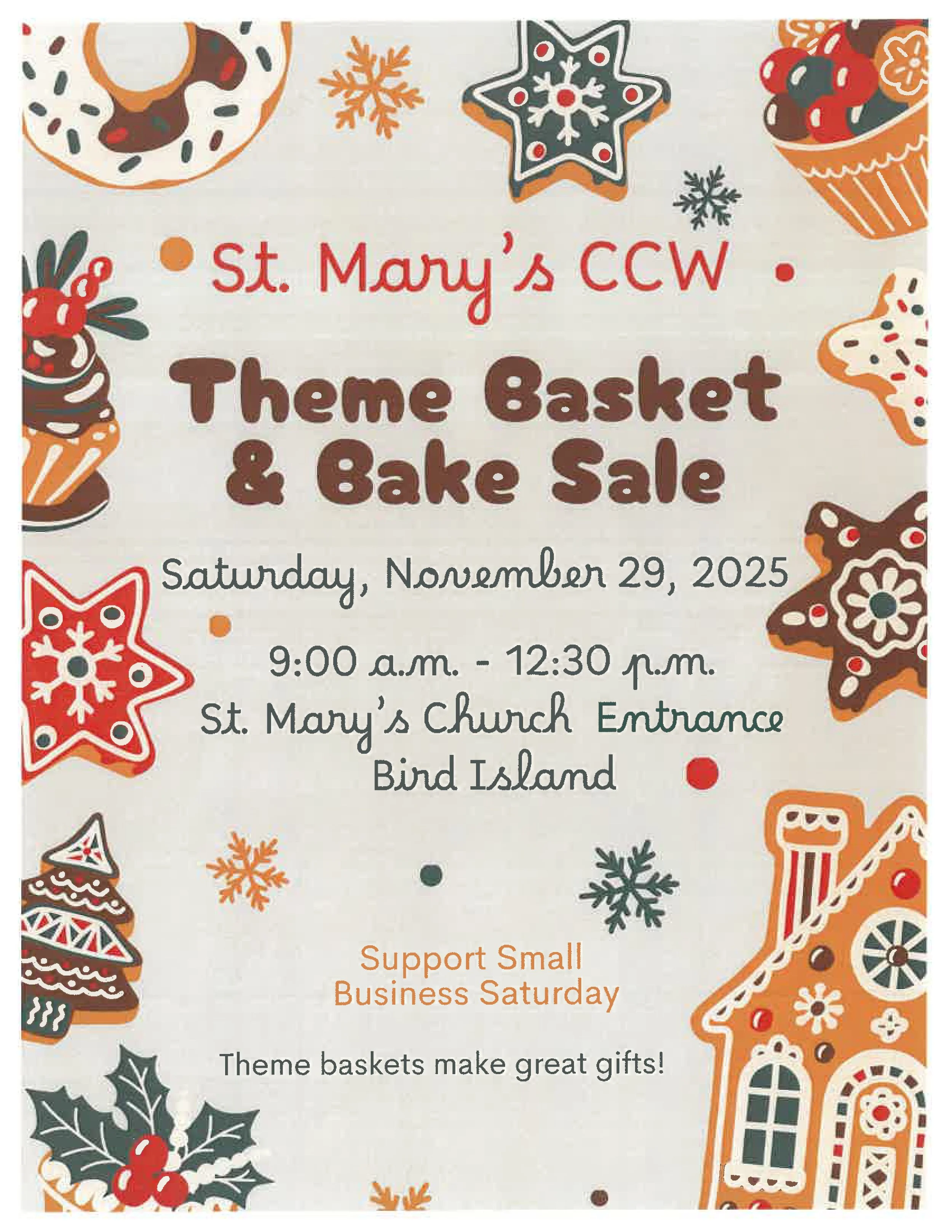 Theme Basket & Bake Sale - St. Mary's CCW, Bird Island