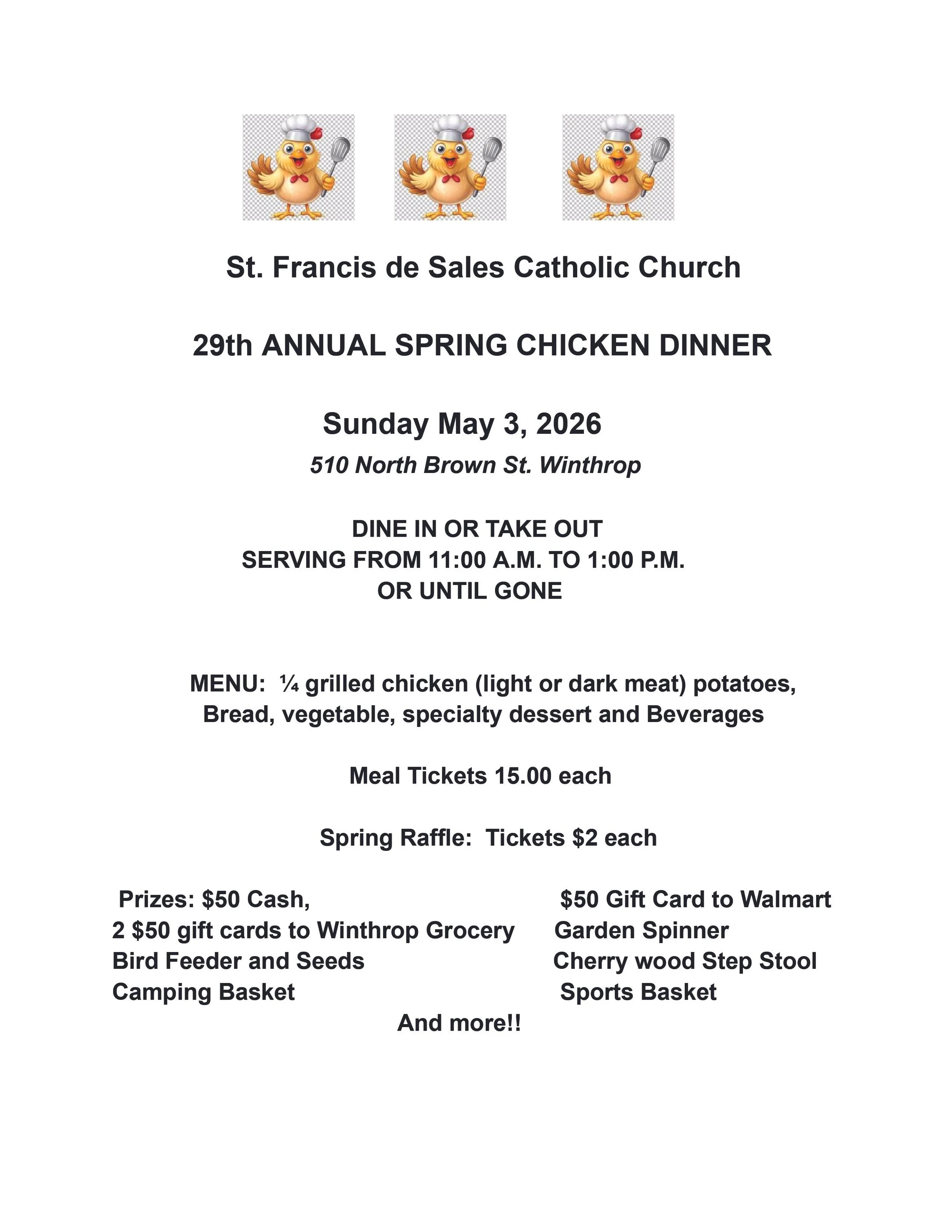 Chicken Dinner - St. Francis de Sales, Winthrop