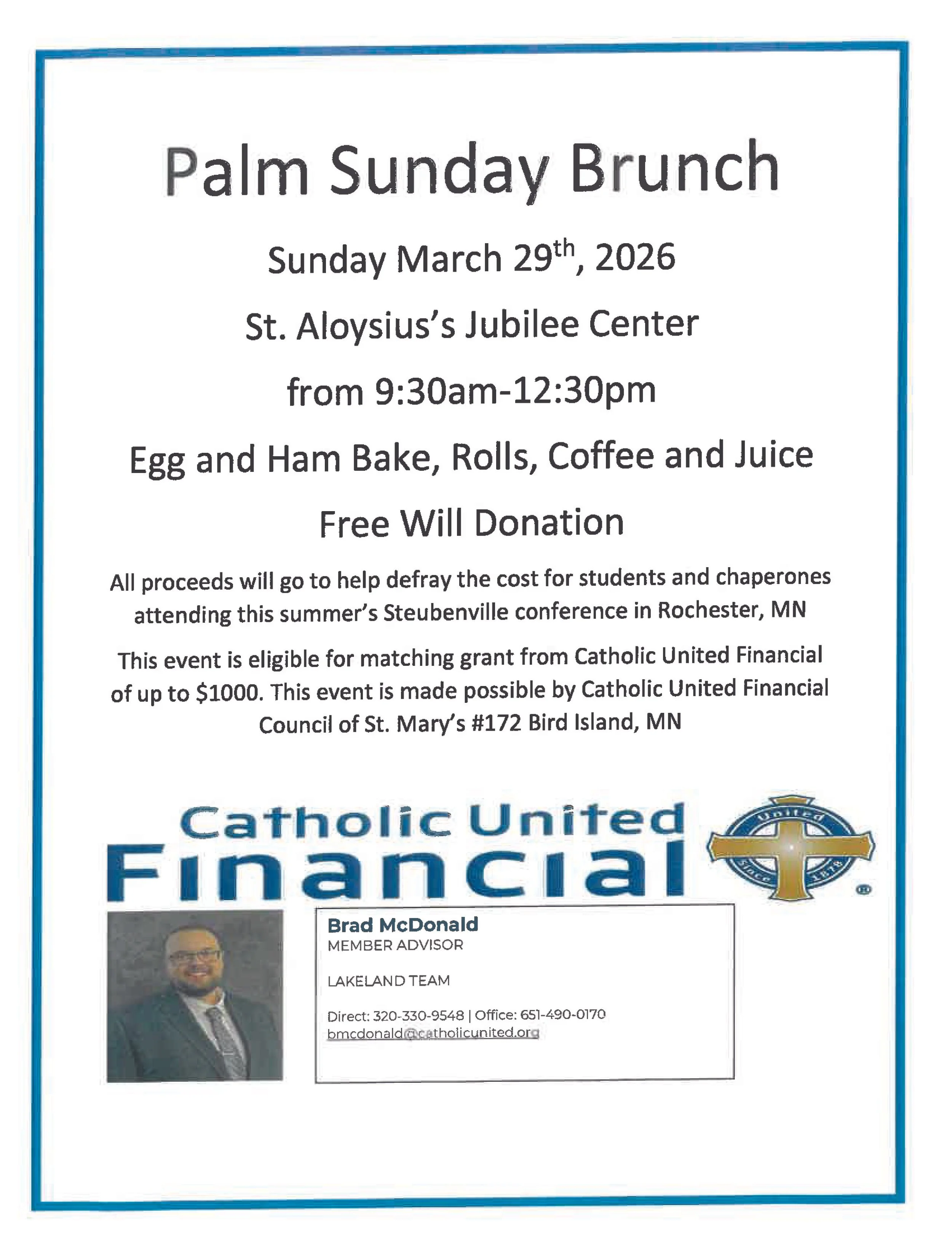 Palm Sunday Brunch - St. Aloysius, Olivia