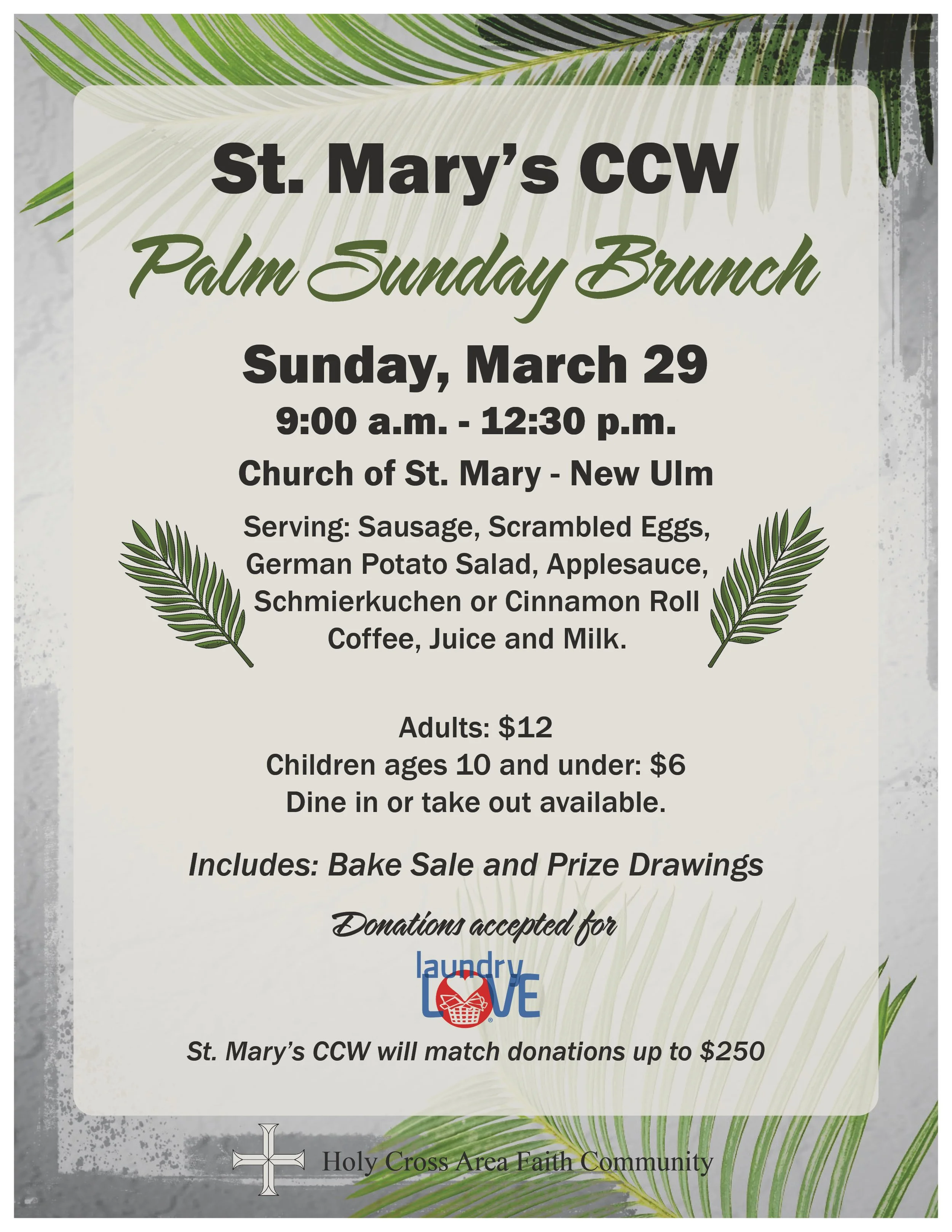 Palm Sunday Brunch - St. Mary, New Ulm CCW