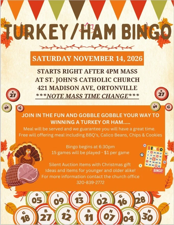 Turkey/Ham Bingo - Church of St. John, Ortonville