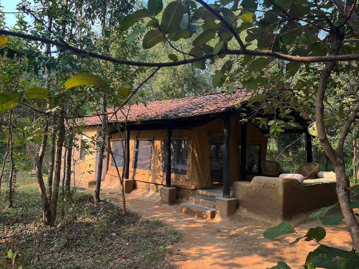 A new set of tents for a new &lsquo;20th&rsquo; season! This time they are almost more net than canvas with big windows all around that make you feel outdoors while cosily and safely inside, and the same delicate handprinted white mulmul lining that 