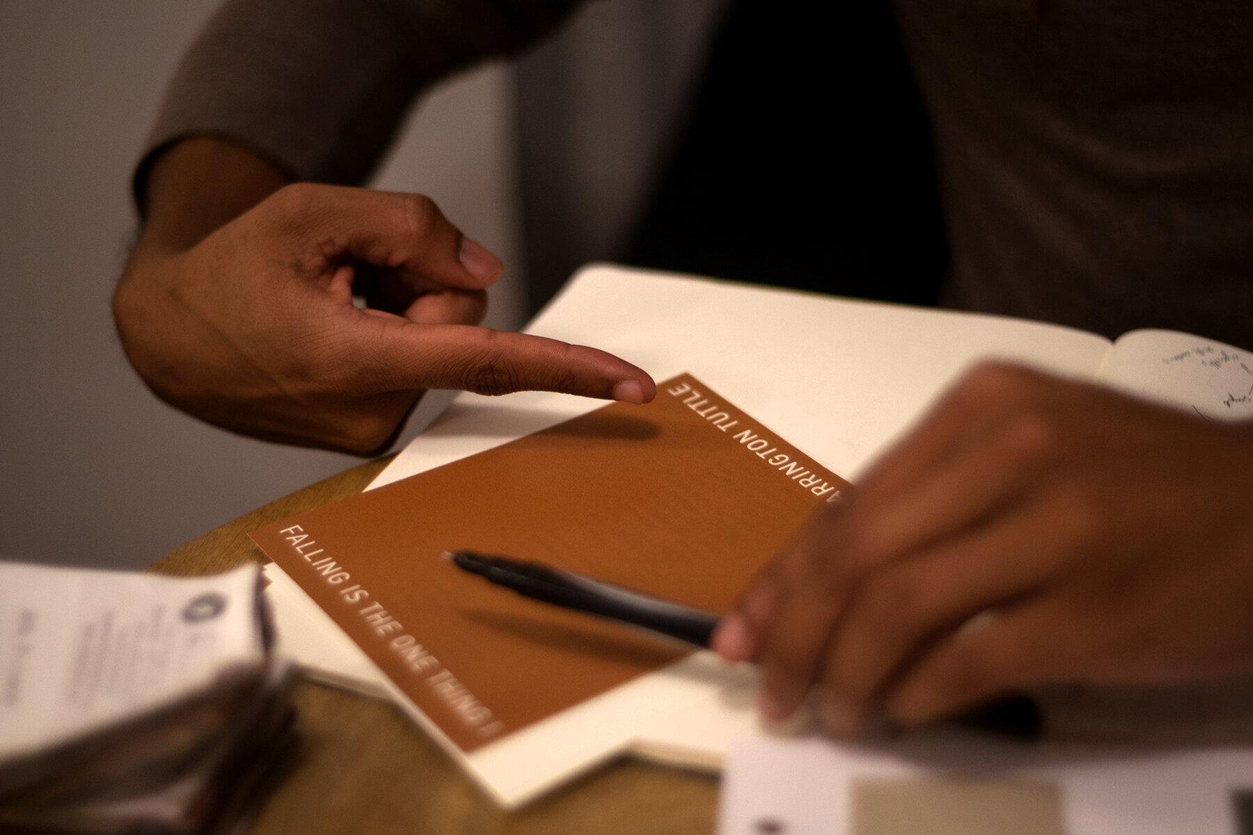 Korde Tuttle working on the design of falling is the one thing i