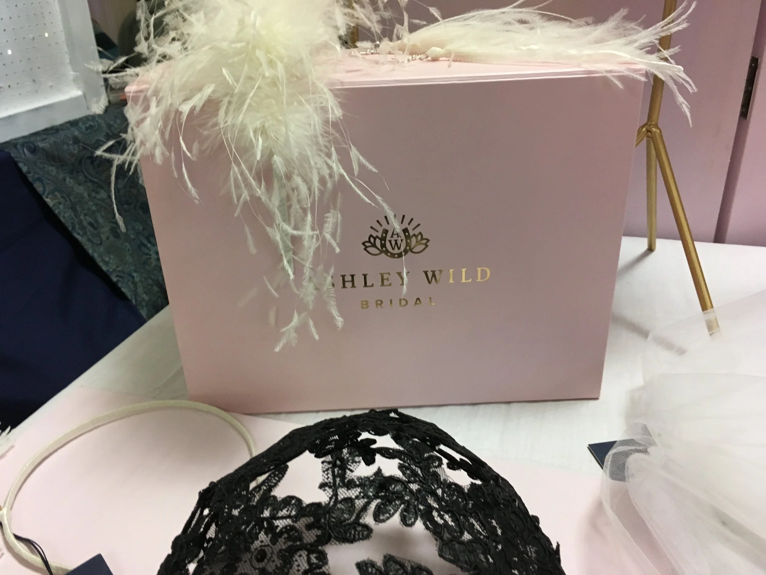 My lovely Neighbour for the day Ashely Wild Brida l had some great millinery pieces and veils but I also love her branded boxes, how classy!
