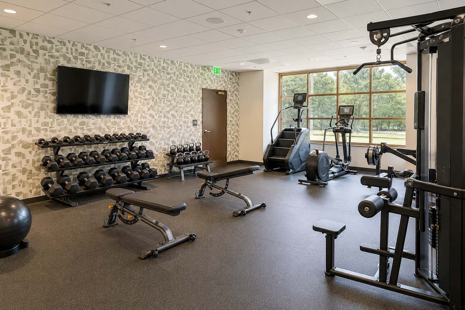 Fitness center with strength and cardio equipment at The Park Calabasas.