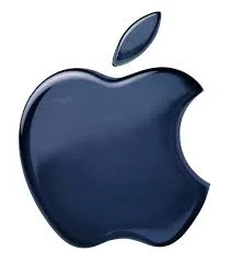 Dark blue Apple logo icon on a white background