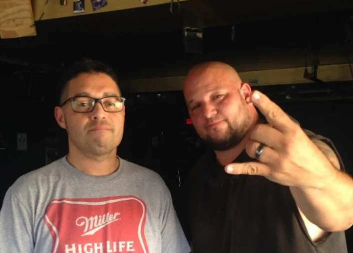 Elias Soriano, vocalist (left) and Robb Rivera, drummer (right) before their show at the Chance Theater in Poughkeepsie, NY