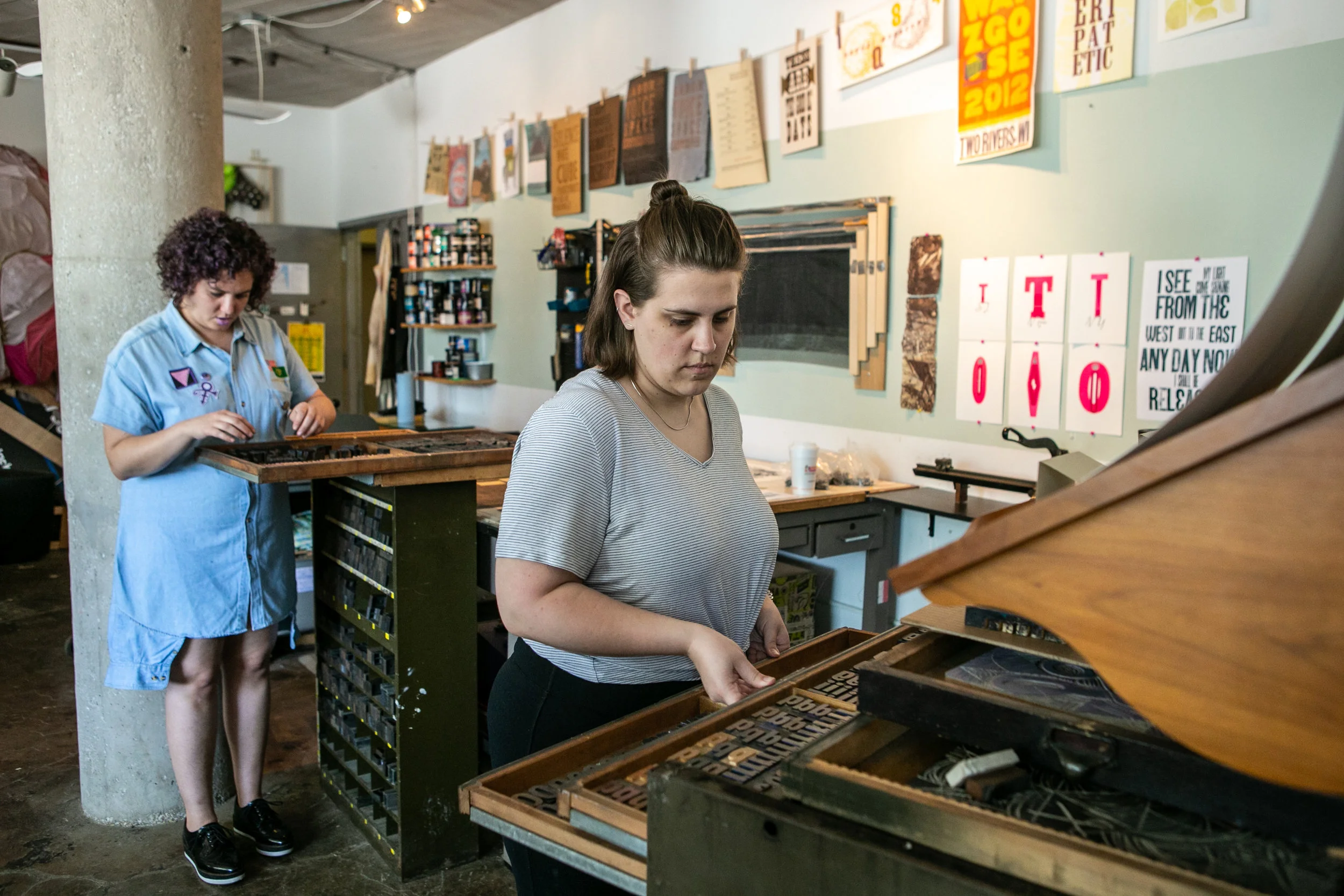 Scoping out wood type for a poster project.