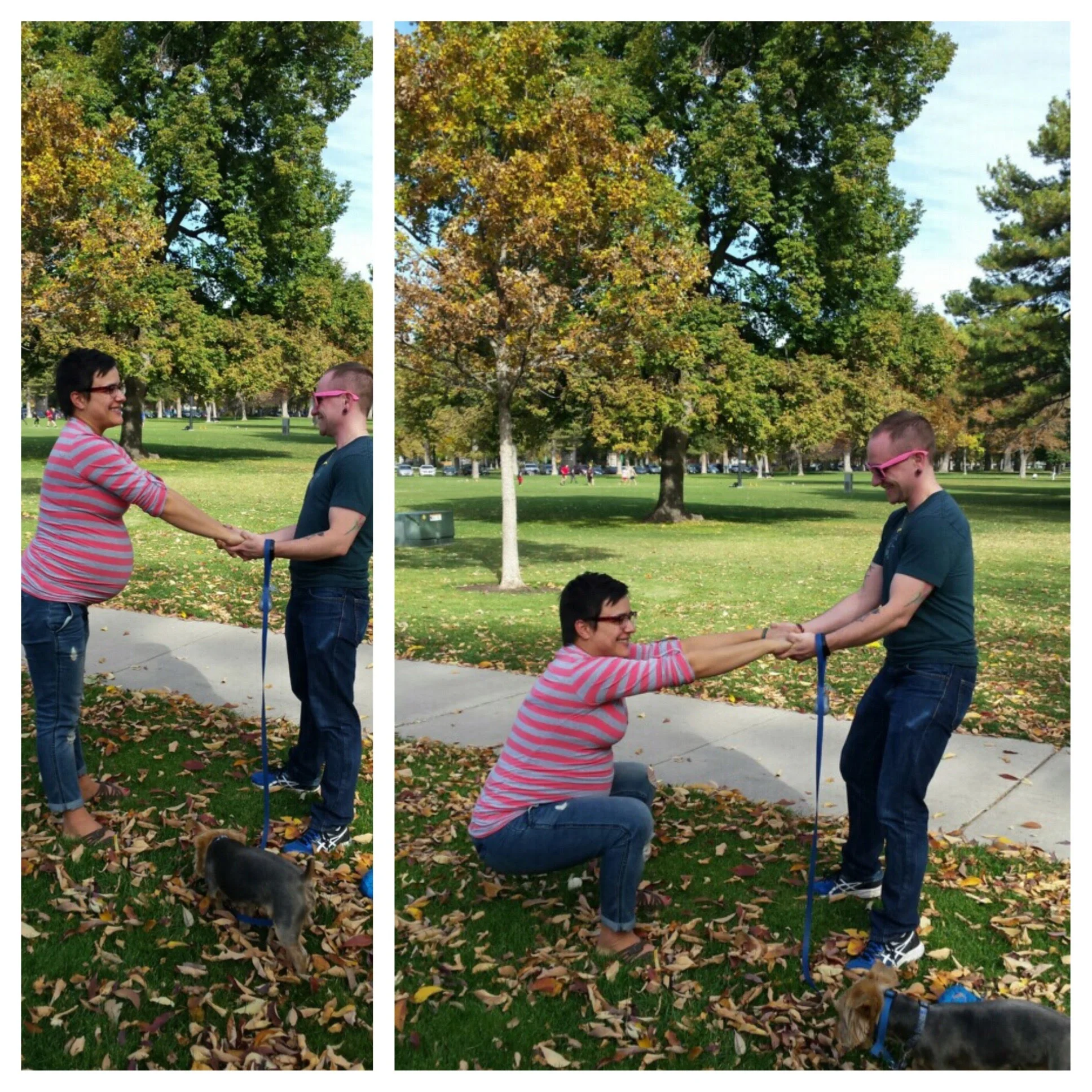 Trying anything and everything to get labor going, including lunges and squats on our daily walk in Liberty Park. 