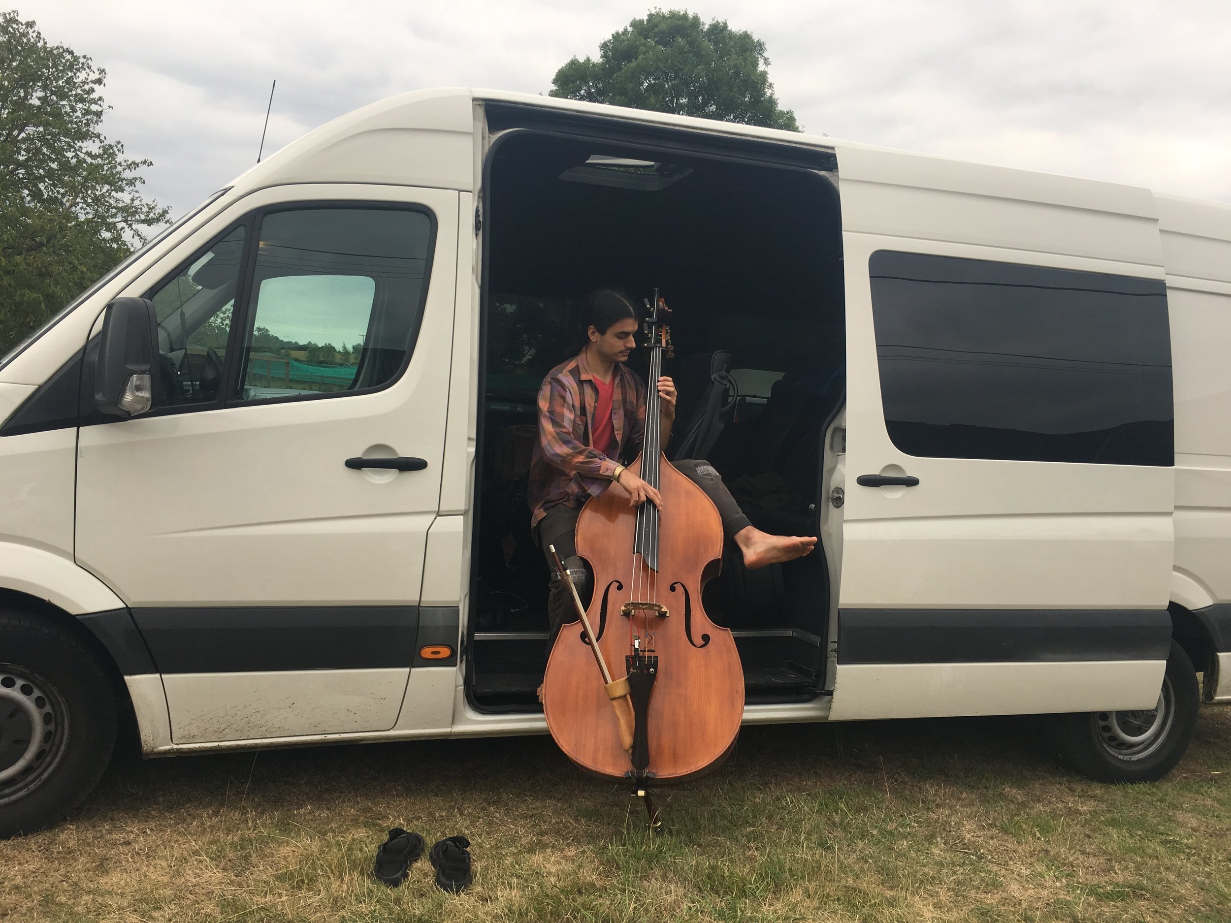 in the tour van at the Maverick Festival - Easton, England - photo by Sierra Hull