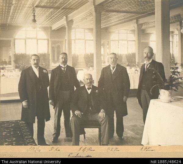  J R LAING, W TROTTER, J M BRUCE, G W BRUCE AND EP TRUMAN OF PATERSON, LAING AND BRUCE LTD, 1900  Image courtesy of National Archives: N29-126 