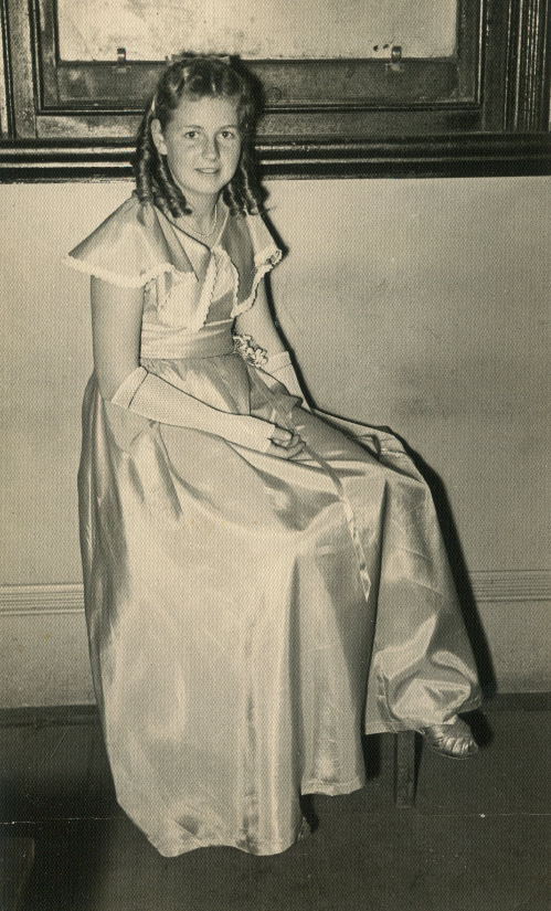  1951 or 1952 - Dorothea Hickey dressed for the Brigidine Secondary School ball 