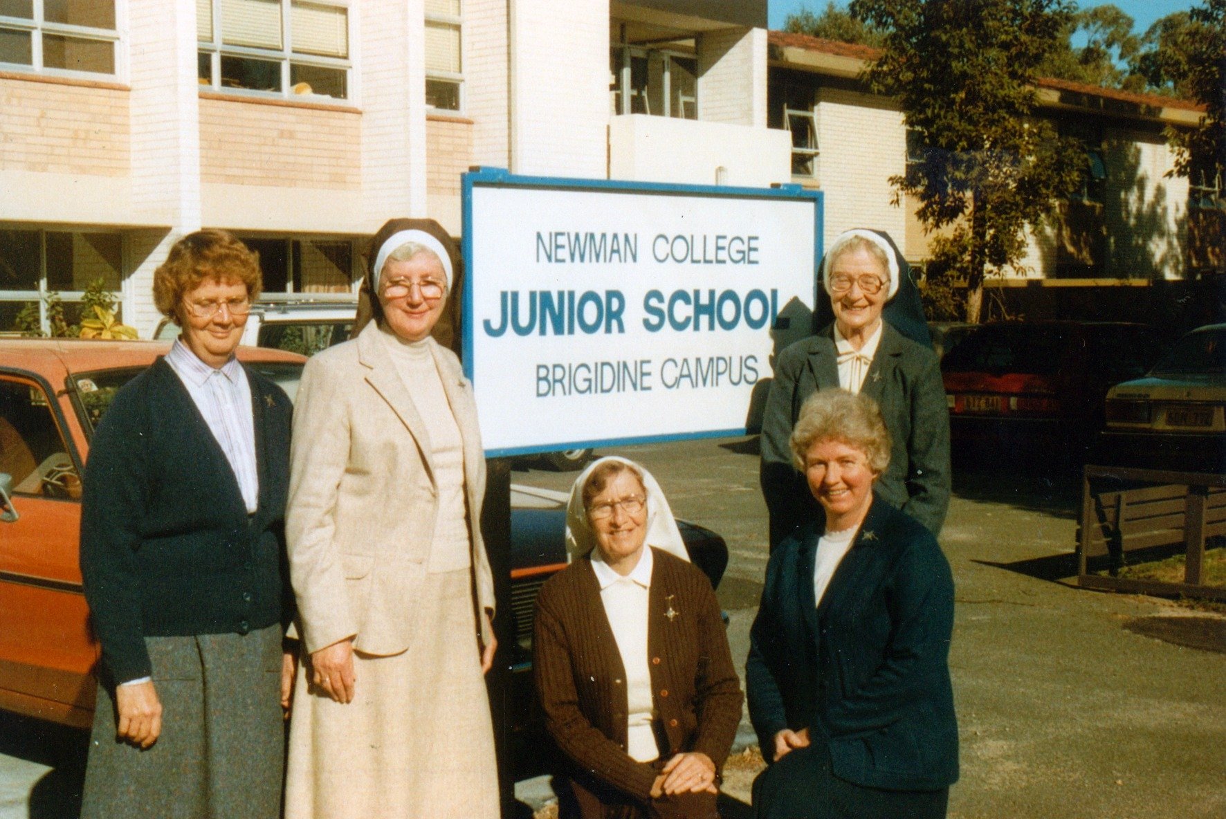  1984 - Sisters on staff at Newman College Junior School, Peebles Road L-R: Sister Brigid McClements, Sister Denise Lewis, Sister Gemma Hoban, Sister Dorothea Hickey, Sister Jean Linklater. 