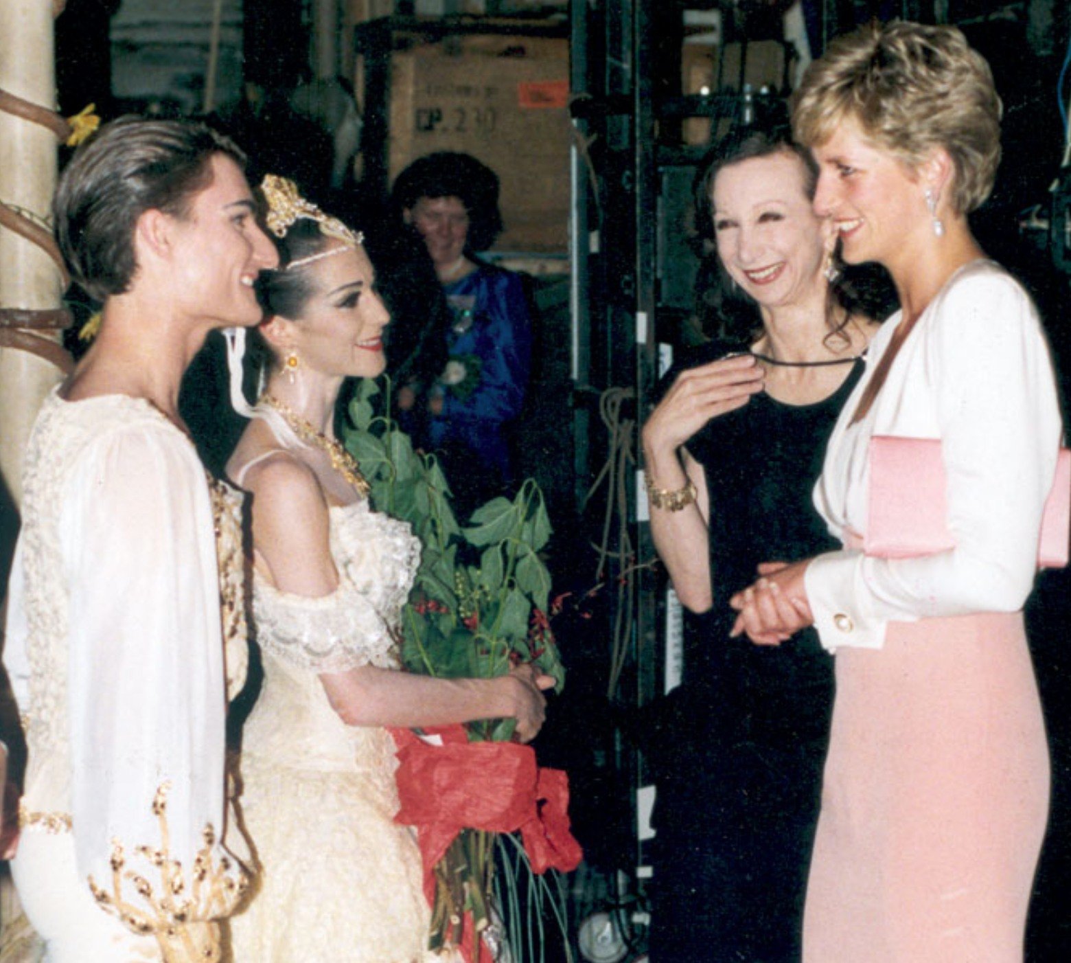  Miranda Coney (1982) and David McAllister AC (1980) after a stunning 1992 performance of Coppelia, meeting Diana, Princess of Wales. Photo by Ronald G Bell; The Australian Ballet archive, and appears in David McAllister's memoir Soar: A Life Freed b