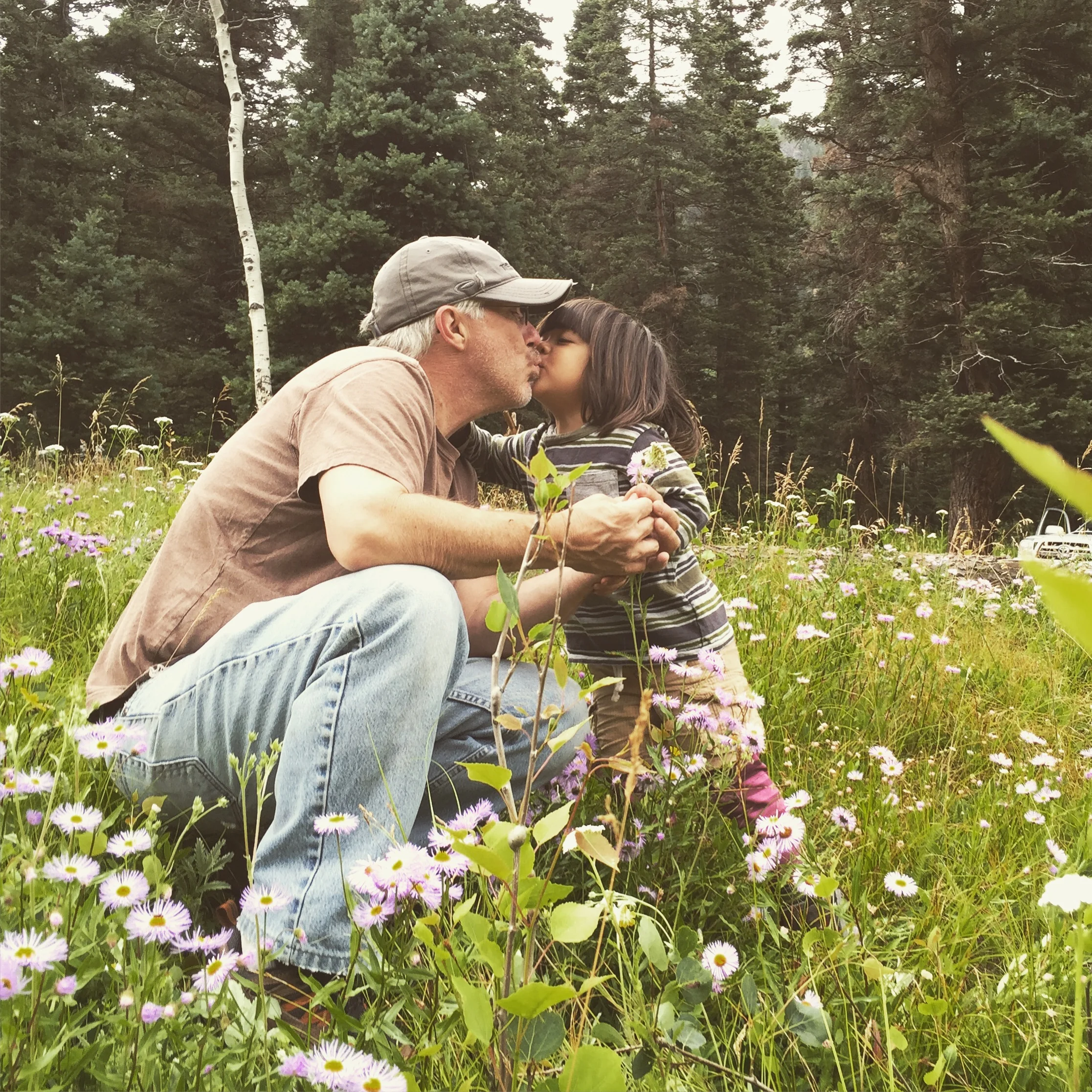 Here's one of my favorite pictures taken during our most recent camping road trip. (Angle Creek Campgrounds, Ouray, Colorado. Campsite #26 was the best one! This beautiful wildflower meadow was right outside our tent! $10/night. You can't beat that!)