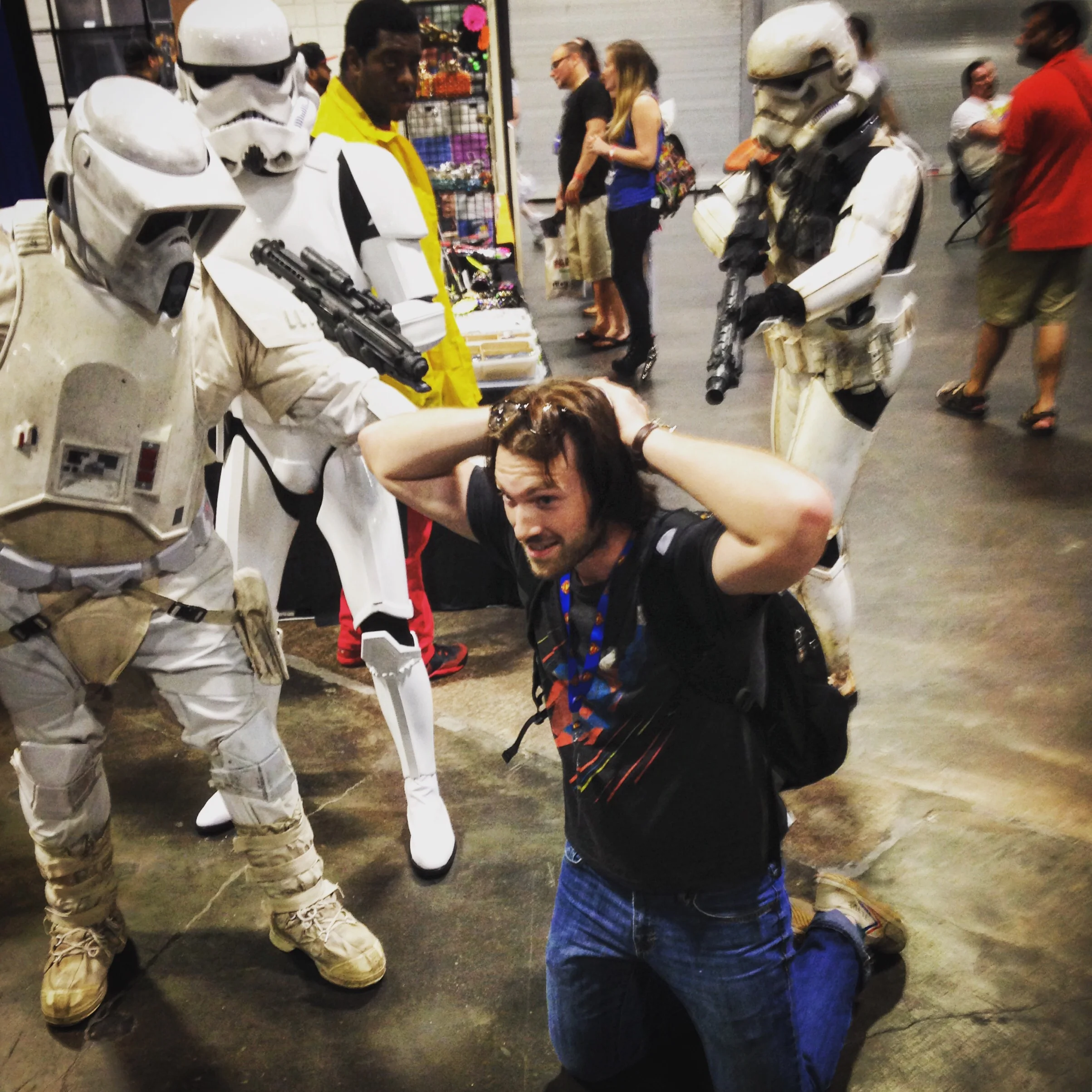 Chase was held up by storm troopers.