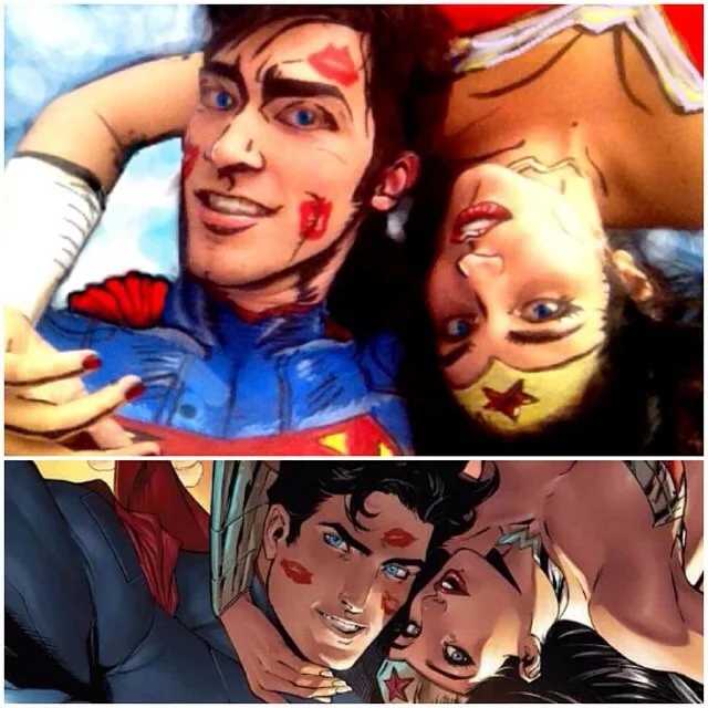 Our version of the Superman and WonderWoman "Selfie Cover"