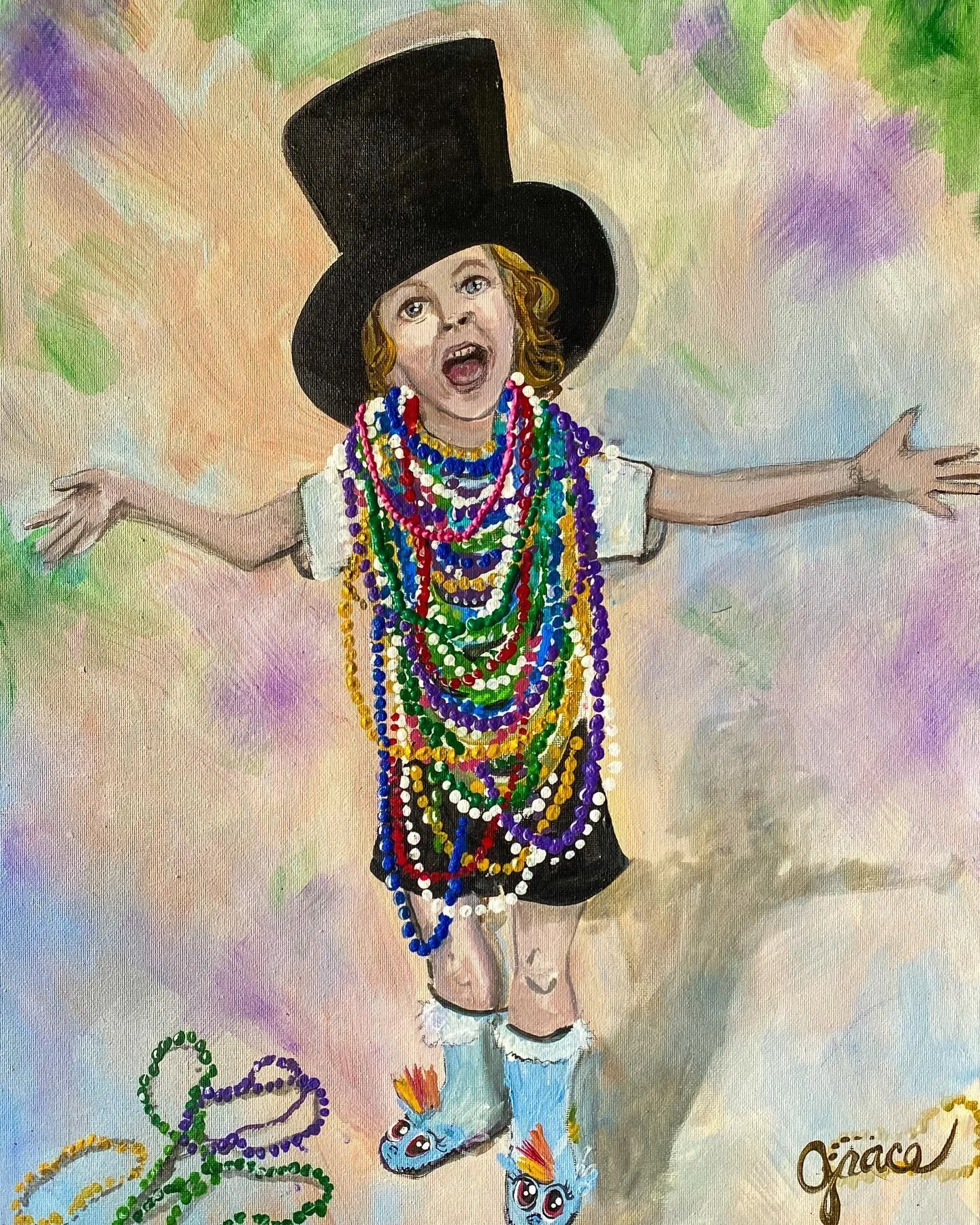 Happy Mardi Gras! Here is a fun painting I just did of Iris on this icy Fat Tuesday! πππ