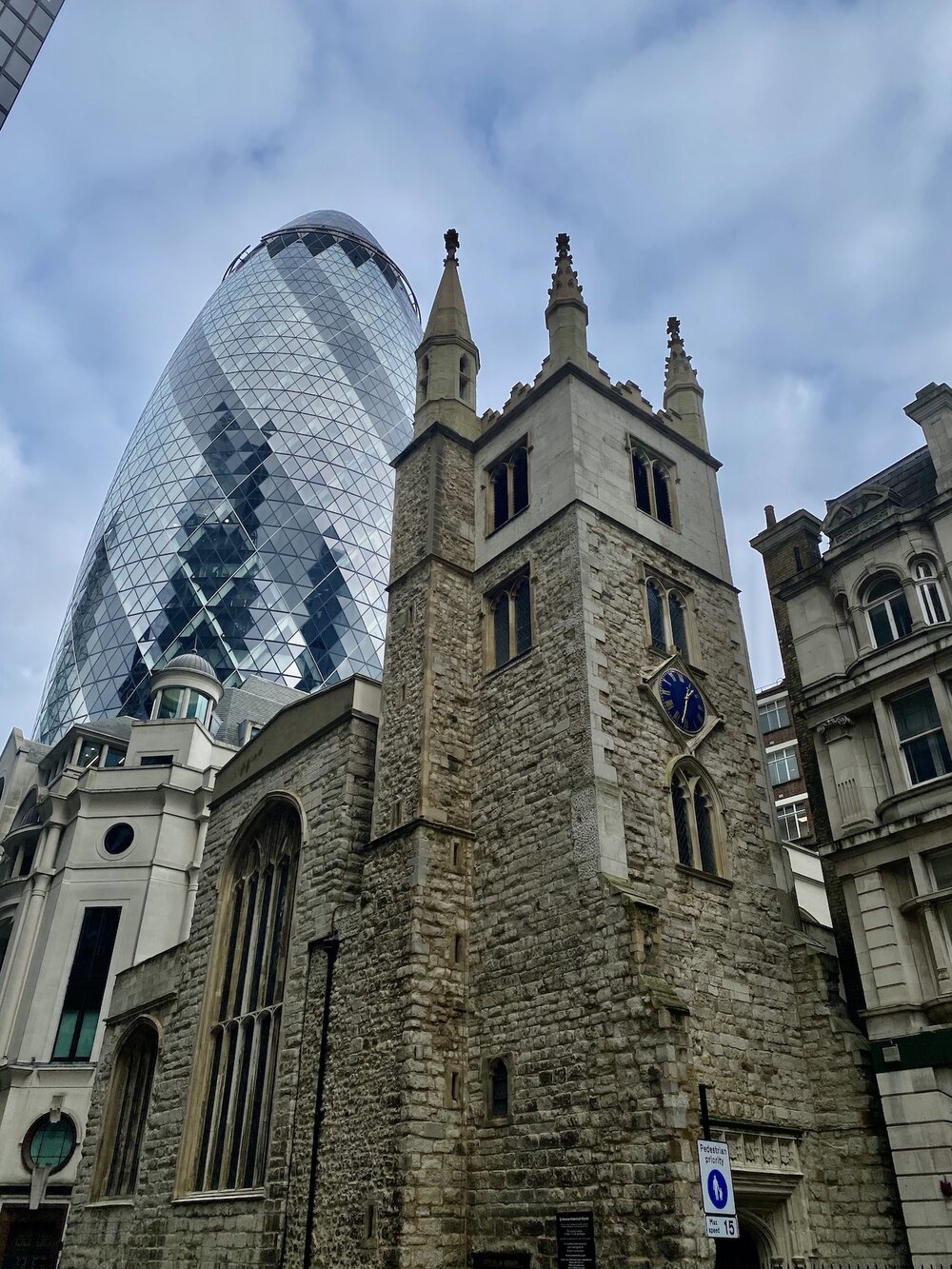  A better shot of St Andrew Undershaft with the Gherkin looming in the background. 