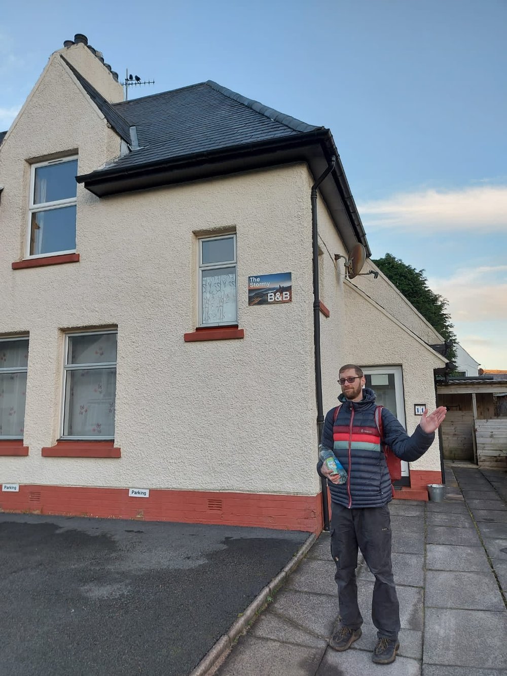  Seth wearing the Fuego outside his AirBnB in Portree, Isle of Skye. 