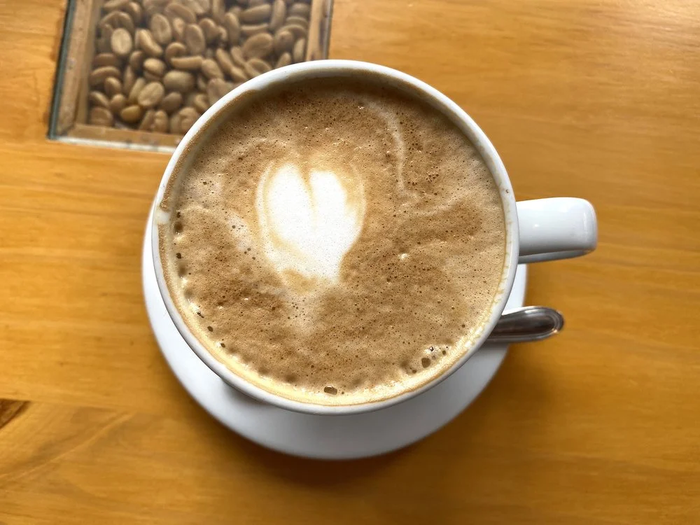  The coffee used in this cappuccino was grown a few miles up the road. 