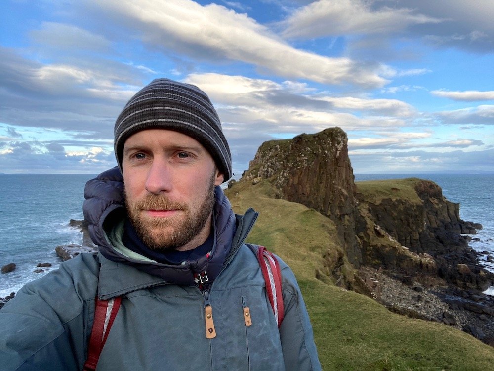  The wind at Brother’s Point on the Isle of Skye made walking cliff edges precarious.  