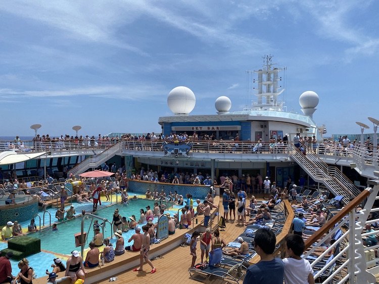  Spectating the belly flop competition on the  Serenade of the Seas . 