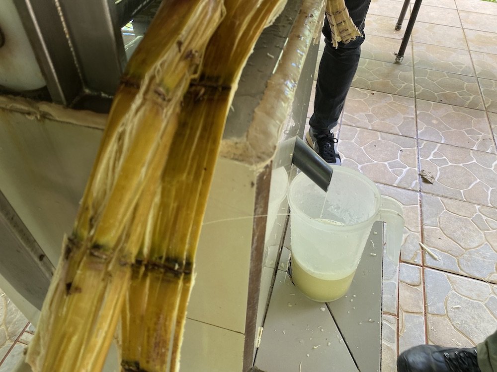  A freshly-pressed cup of sugar cane juice. 