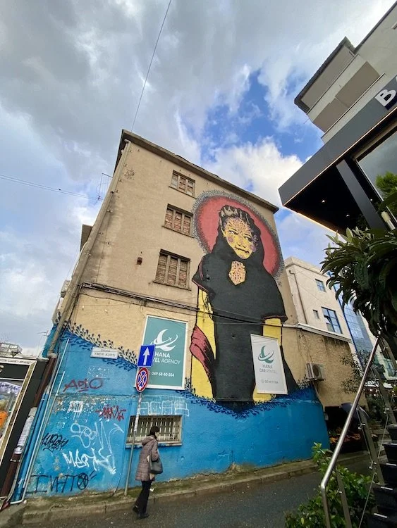  One of Tirana’s many colorful murals in the Blloku district. 
