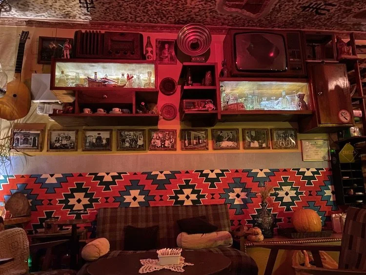  Artifacts from different points in Albania’s history line the walls at Komiteti.  