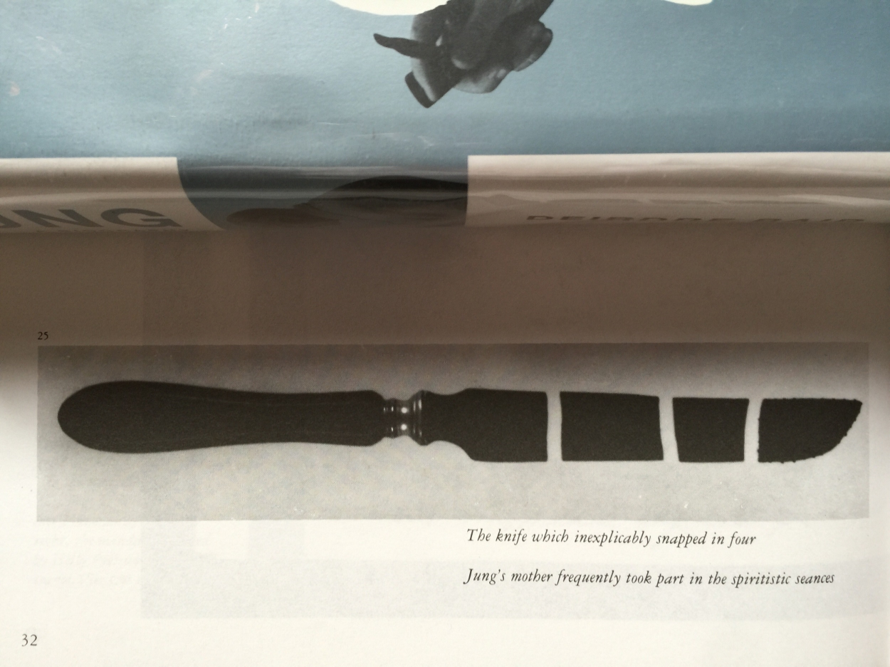 The bread knife that inexplicably snapped into four pieces inside the sideboard in the Jung family home. Jung kept that knife for the rest of his life. Photo from the book, C.G. Jung: Word & Image , p. 32.
