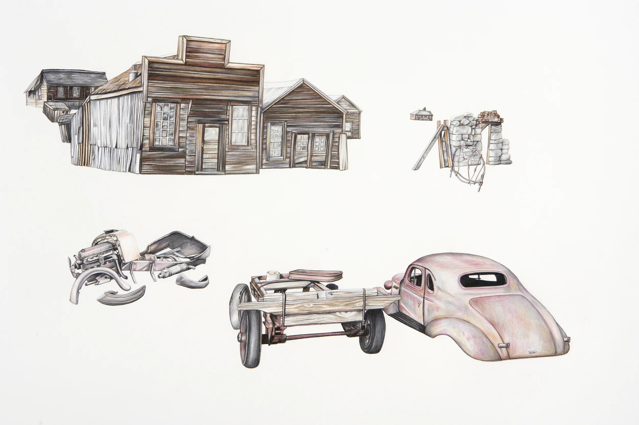  ' Lost (in the suburbs) after the goldrush ' (detail),&nbsp;Pencil on paper,&nbsp;150 x 170 cm 