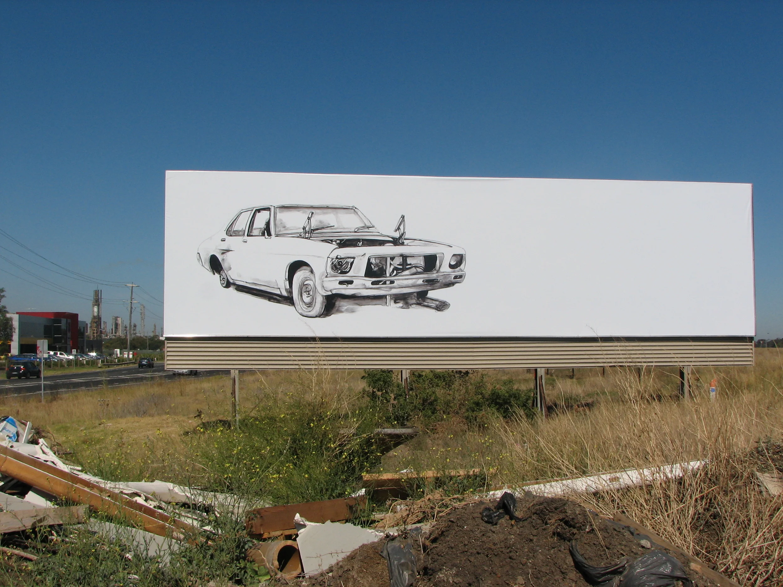  ' Sunset after sunrise before sunset ',&nbsp;Print on vinyl reproduced from drawing,&nbsp;3.35 x 12.66 m installed Altona, Melbourne Australia 