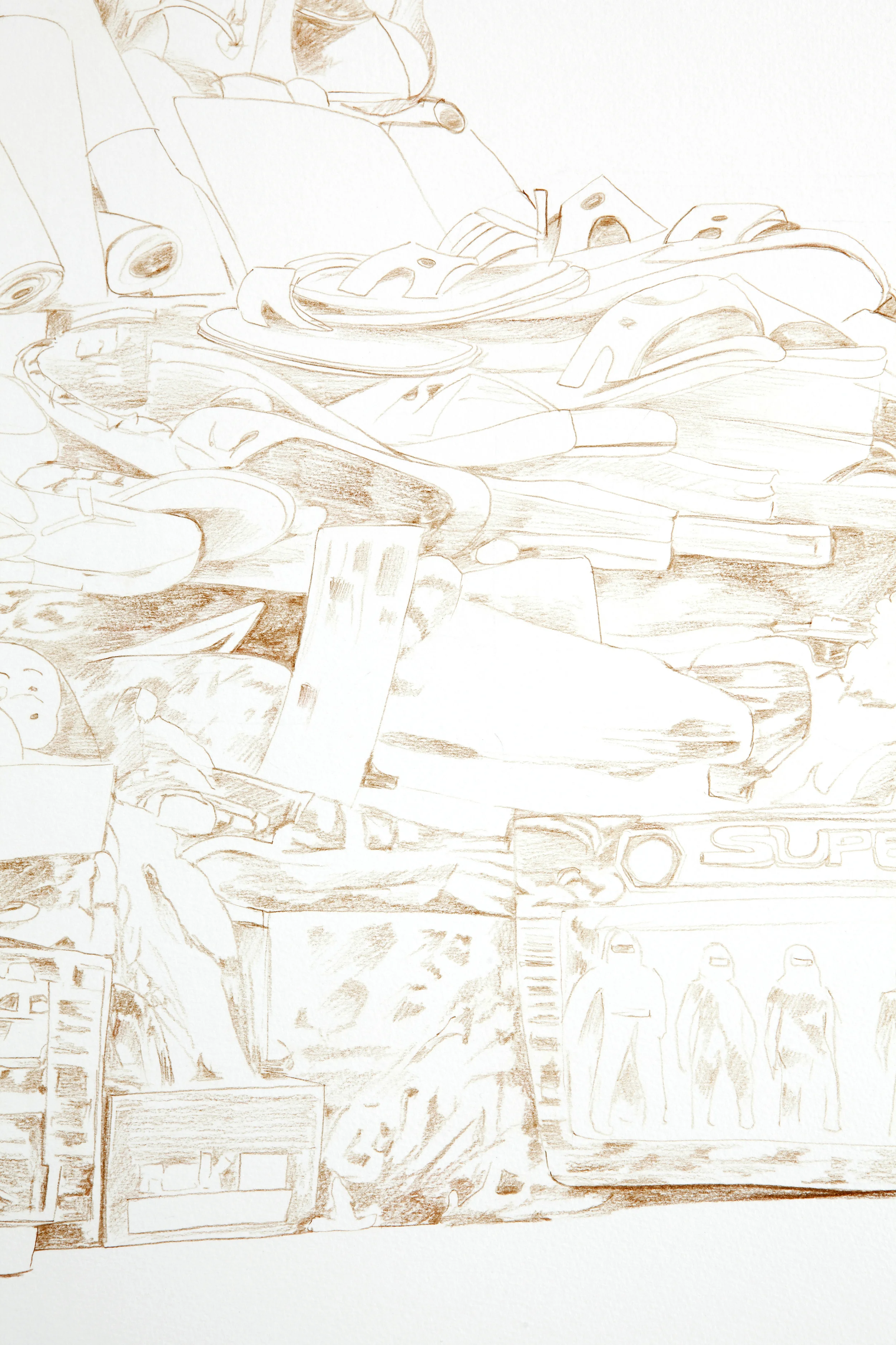  'Looking back at the cave (everything you want) ' (detail),&nbsp;Pencil on paper,&nbsp;150 x 310 cm 