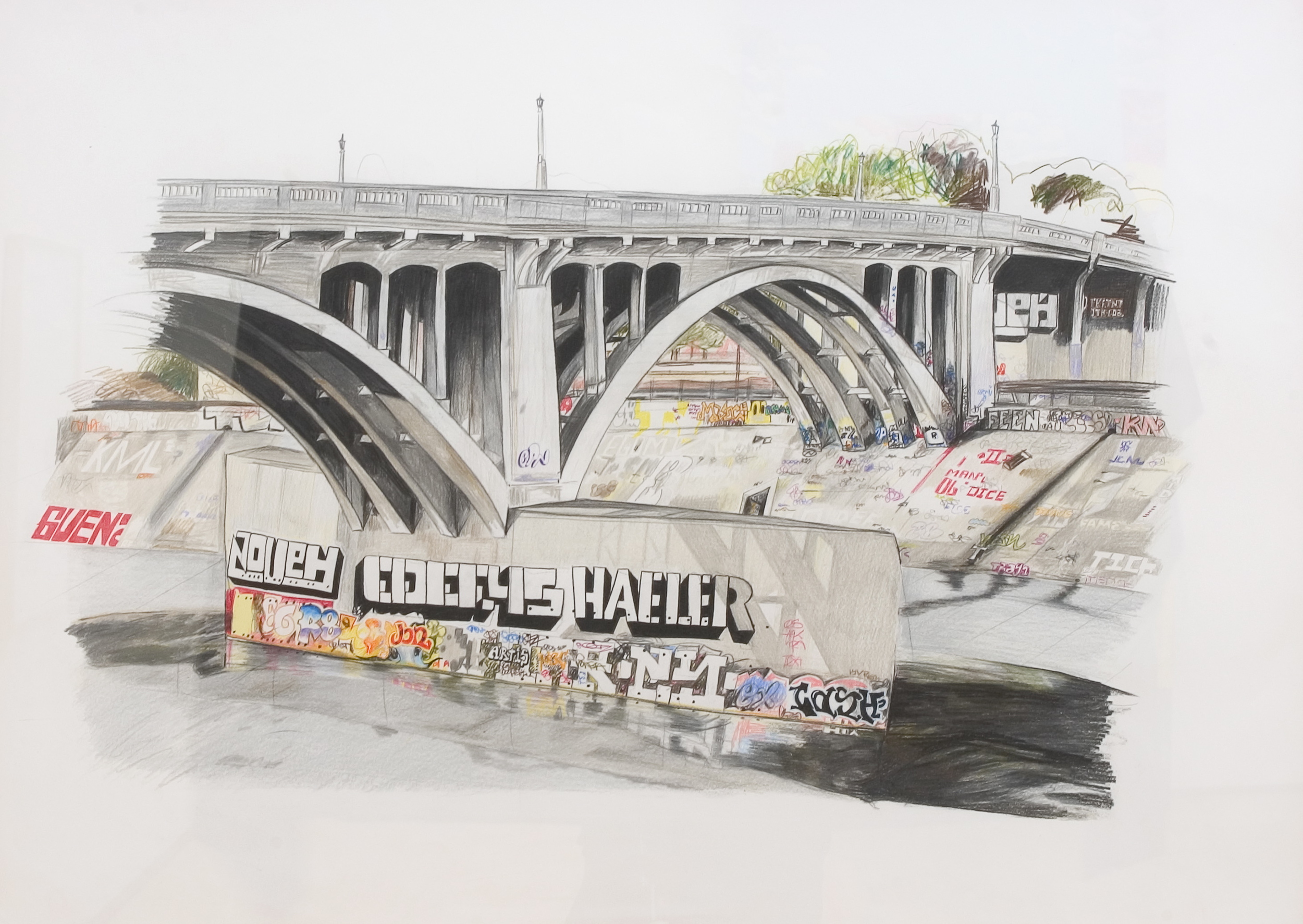  ' LA River ',&nbsp;Pencil on paper,&nbsp;65 x 90 cm 