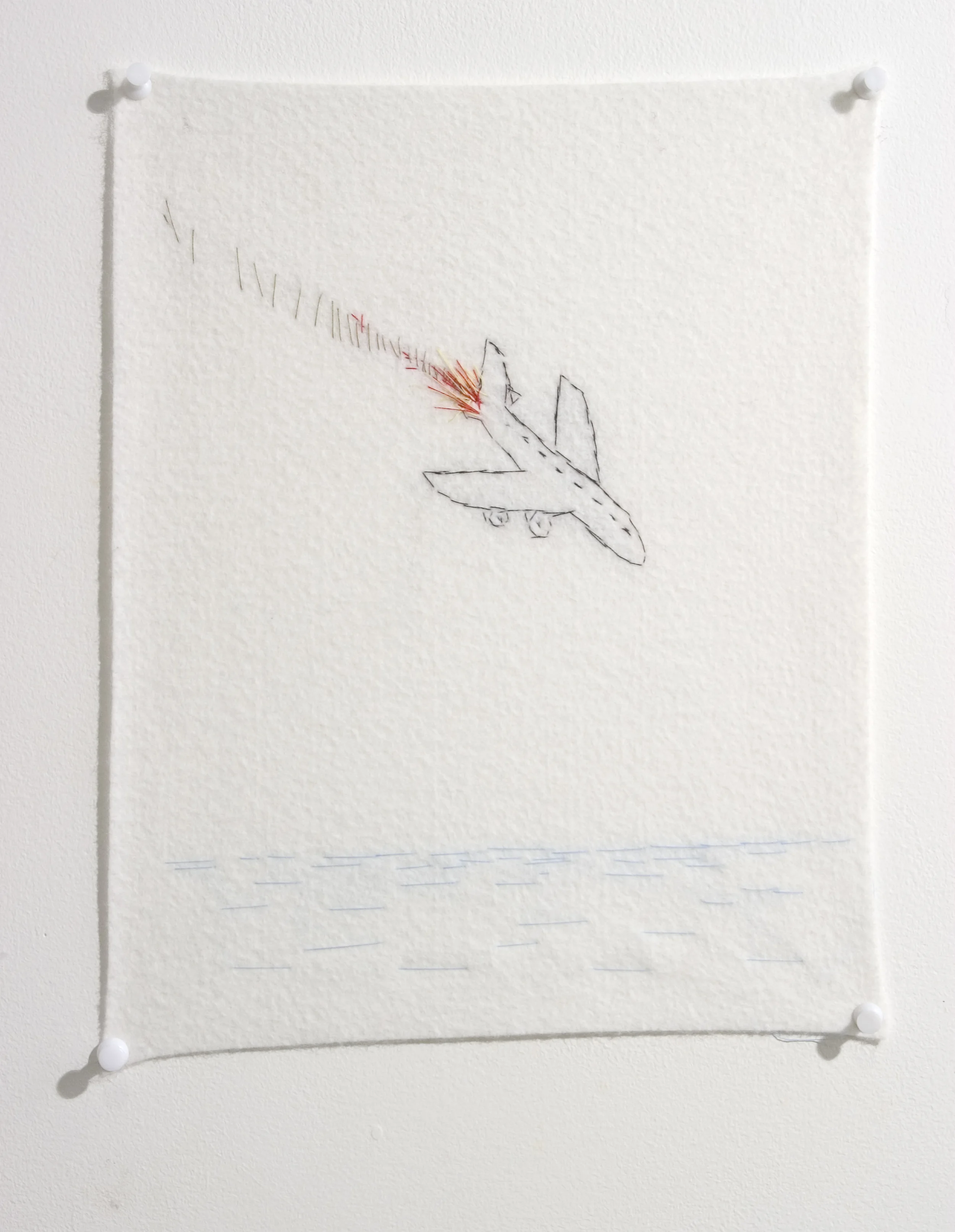  ' Disaster Series II ',&nbsp;Hand stitching on felt,&nbsp;30 x 24 cm 