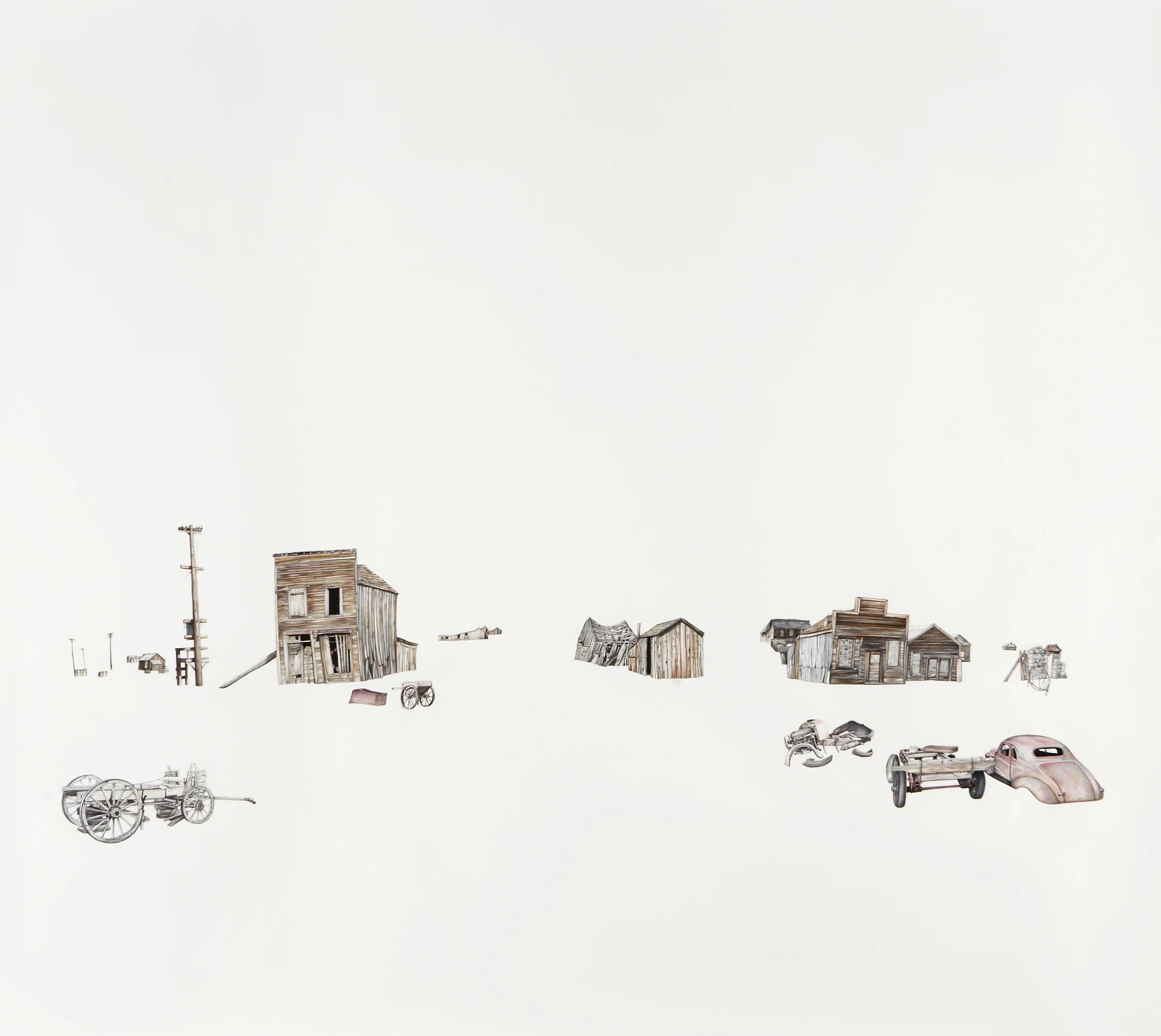  ' Lost (in the suburbs) after the goldrush ',&nbsp;Pencil on paper,&nbsp;150 x 170 cm 