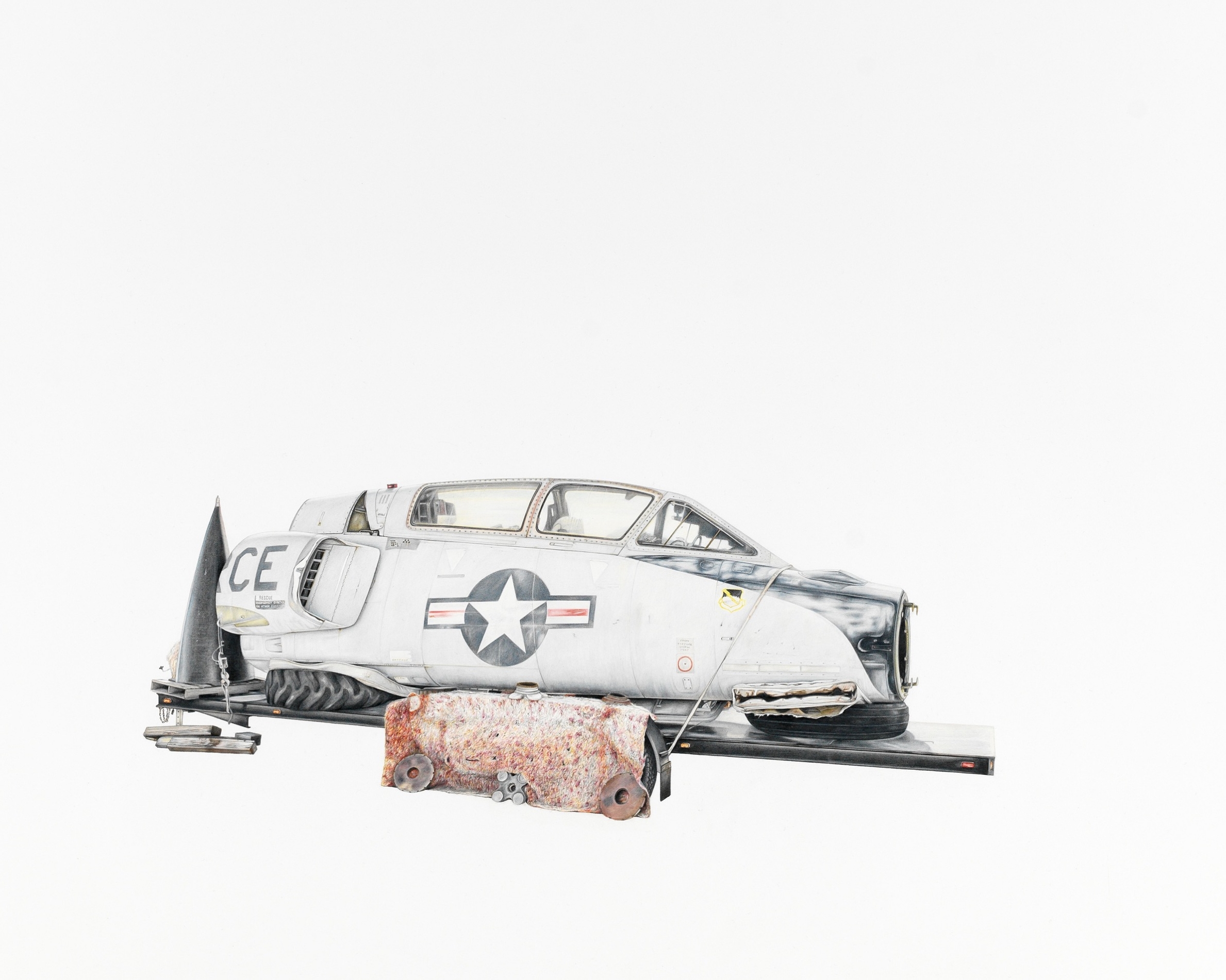 ' Trailer trash' , Pencil on paper, 85 x 80 cm