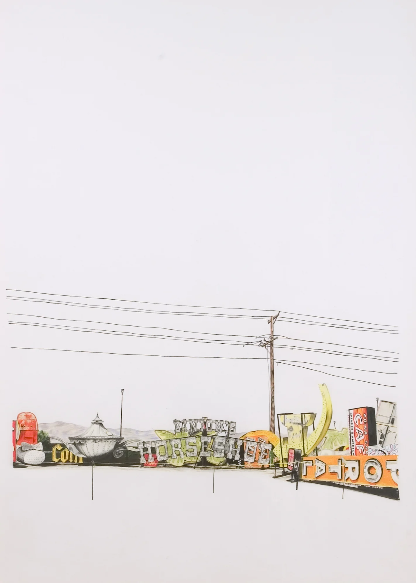   'Las Vegas Neon Boneyard' ,&nbsp;Pencil on paper,&nbsp;90 x 65 cm 