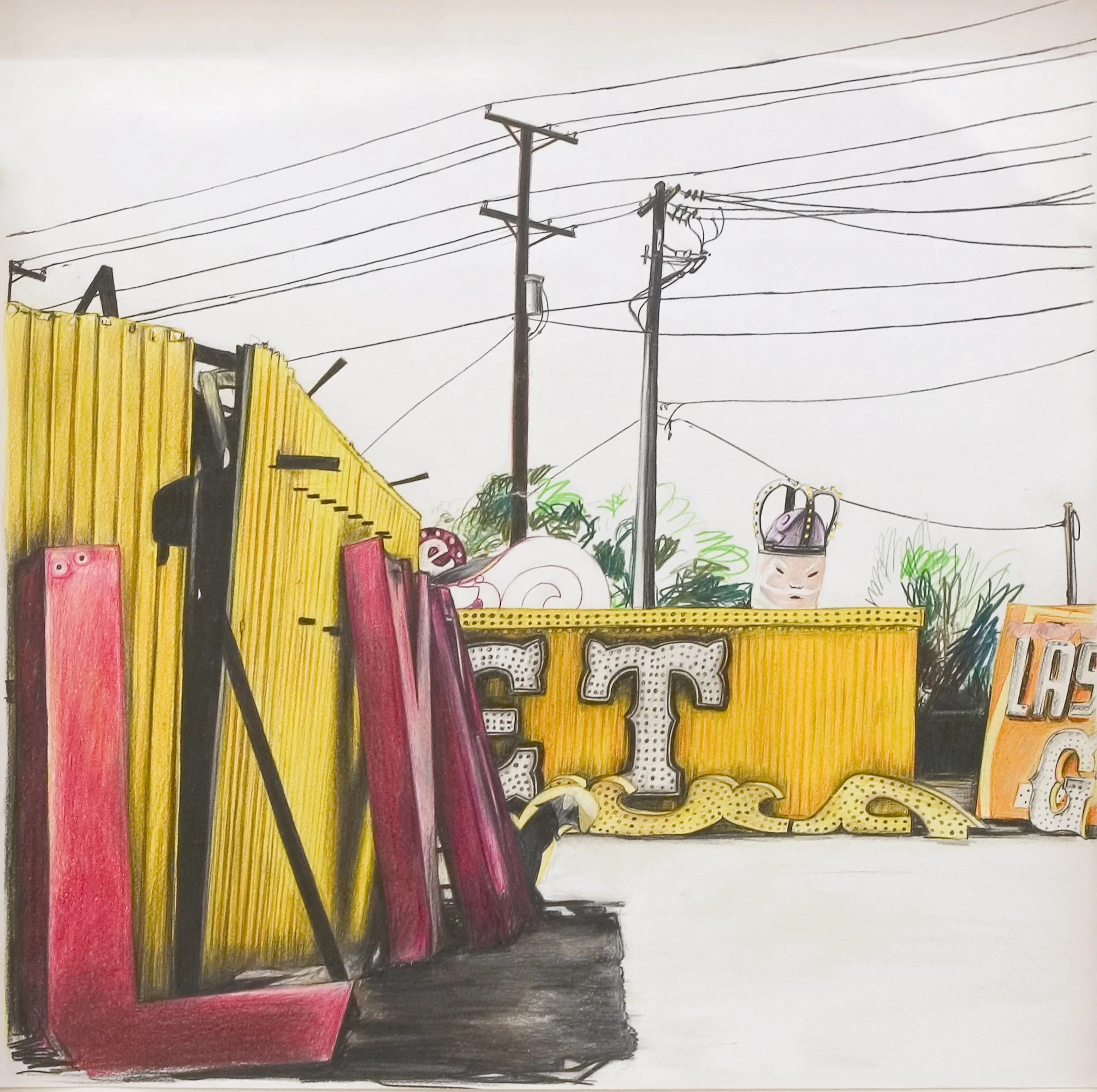   'Las Vegas Neon Boneyard II' ,&nbsp;Pencil on paper,&nbsp;32 x 32 cm 
