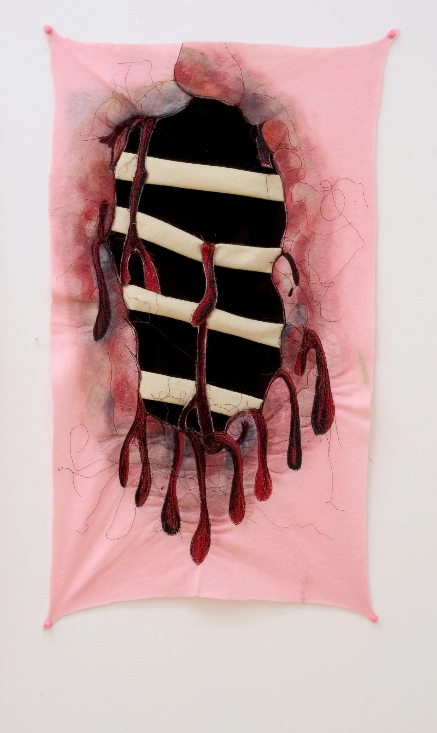  ' Wound #3' ,&nbsp;Stitching &amp; paint on felt,&nbsp;75 x 50 cm 