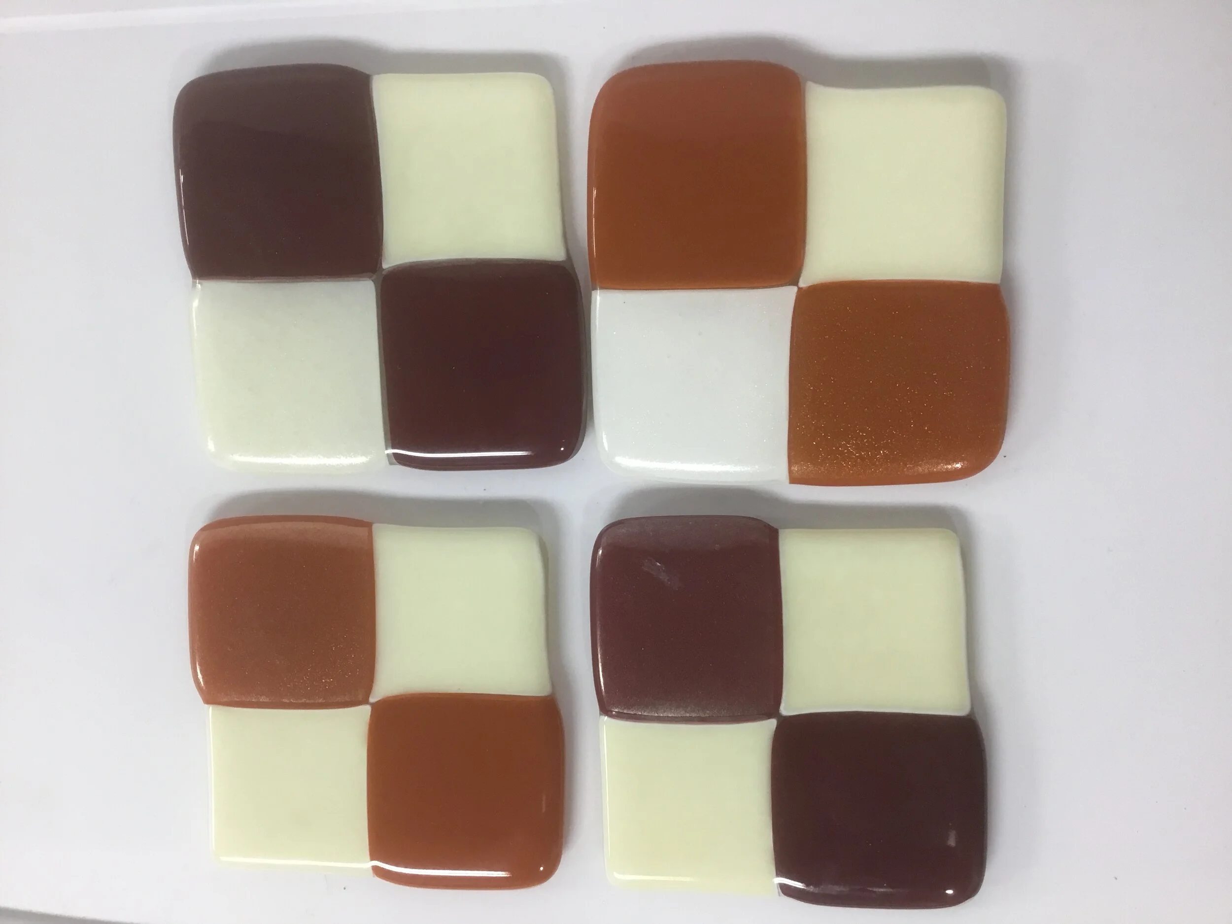 Rust red and ivory coasters