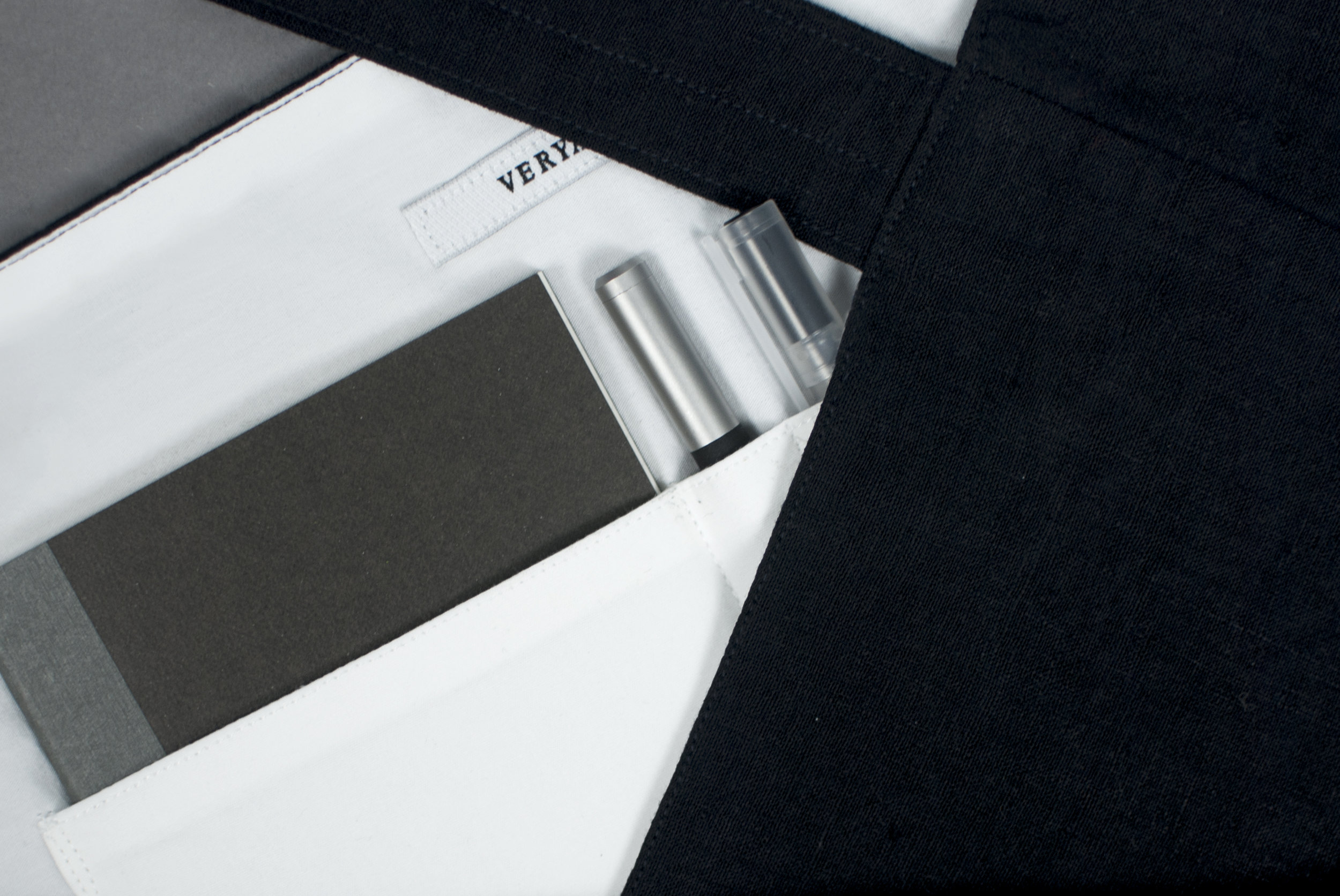 Minimal navy tote bag, made in London.