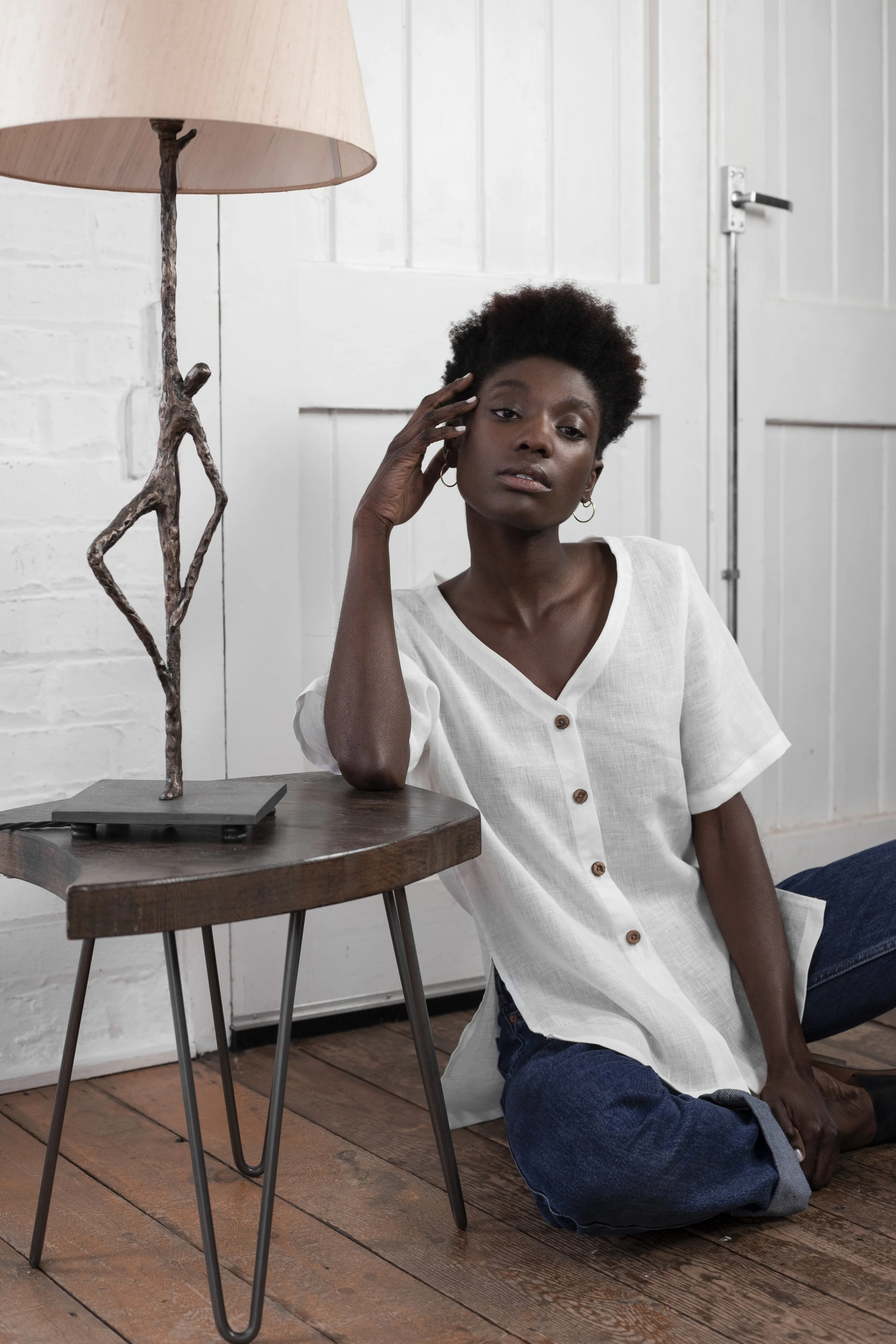 #042 Linen shirt - white - 1
